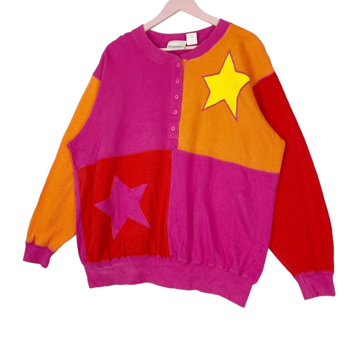 Vintage Vintage Elisabeth Button Up Crewneck Sweatshirt Pink Size XL / US 12-14 / IT 48-50 - 2 Thumbnail