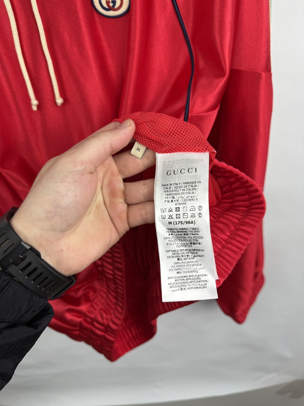Gucci 🇮🇹 RRP $1550 Gucci Web Stripe Shiny Jersey Hoodie Rare Size US M / EU 48-50 / 2 - 11 Thumbnail