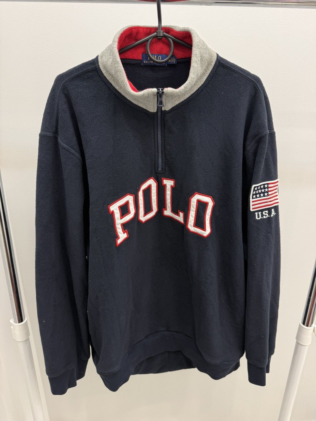 Polo Ralph Lauren Polo Ralph Lauren USA American Flag Badge Fleece Jacket Size US XL / EU 56 / 4 - 1 Thumbnail