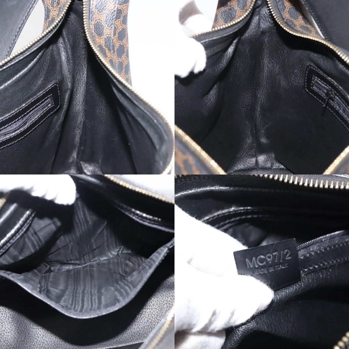 Celine CELINE Macadam Canvas Shoulder Bag Pvc Leather Black Gold Size ONE SIZE - 12 Thumbnail