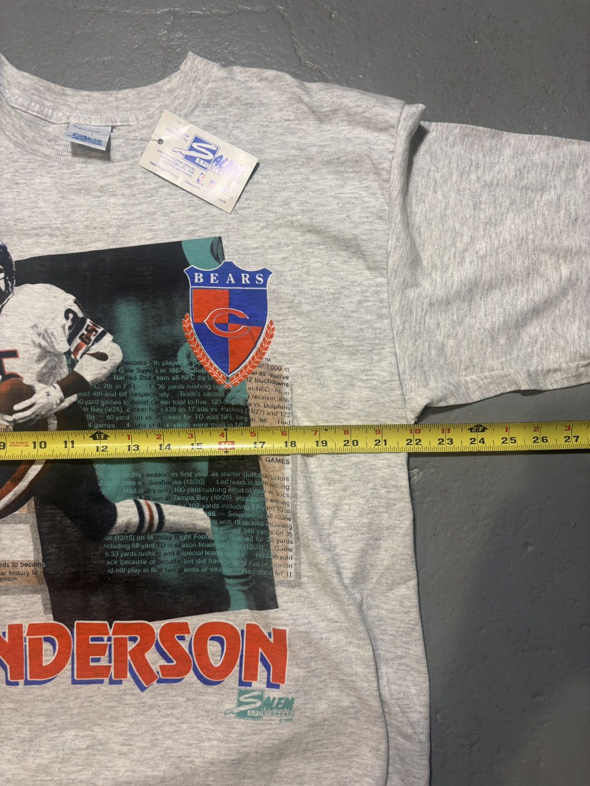Salem Sportswear NWT VTG 1990 Chicago Bears Neal Anderson T-shirt by Salem Size US XL / EU 56 / 4 - 6 Thumbnail