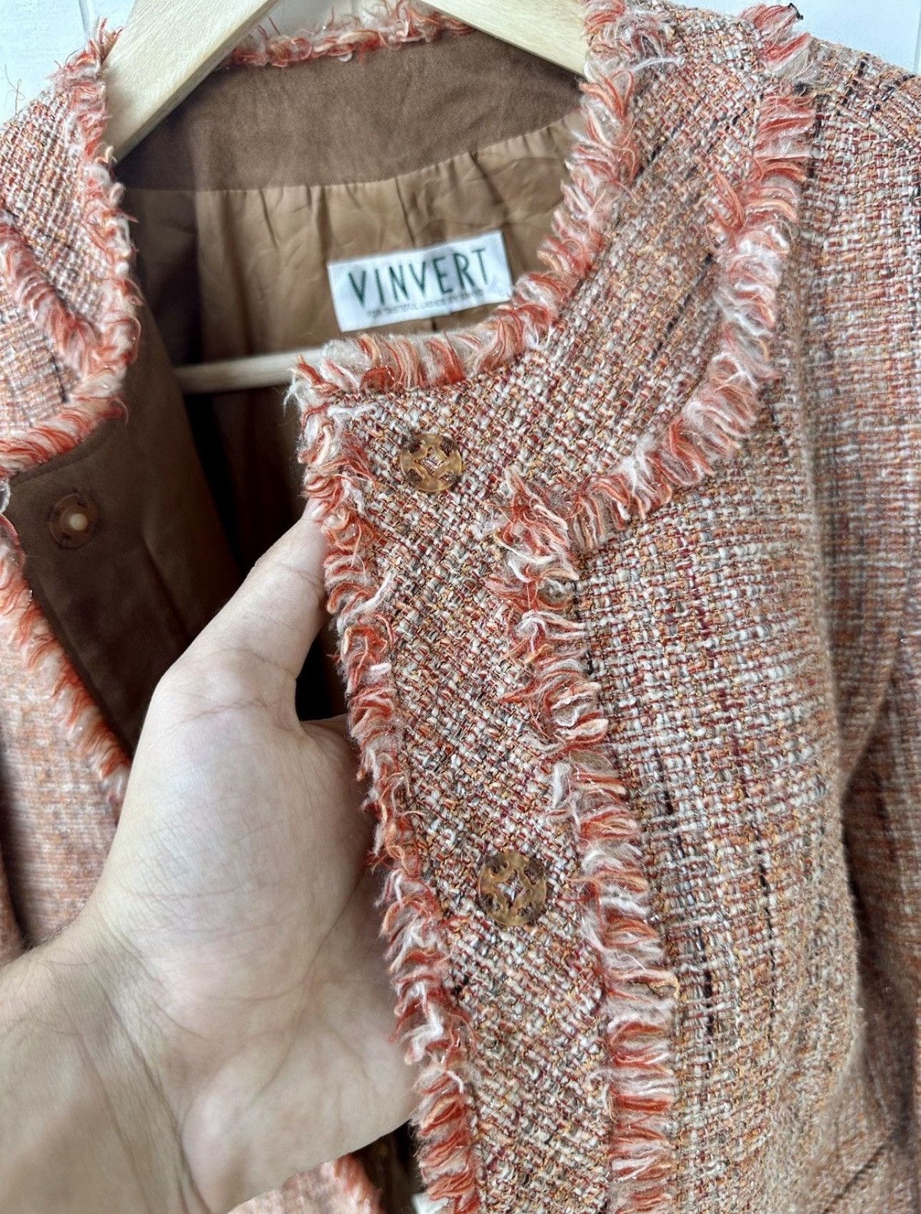 Japanese Brand Vintage Vinvert Tweed Jacket Japan Made Size M / US 6-8 / IT 42-44 - 8 Thumbnail