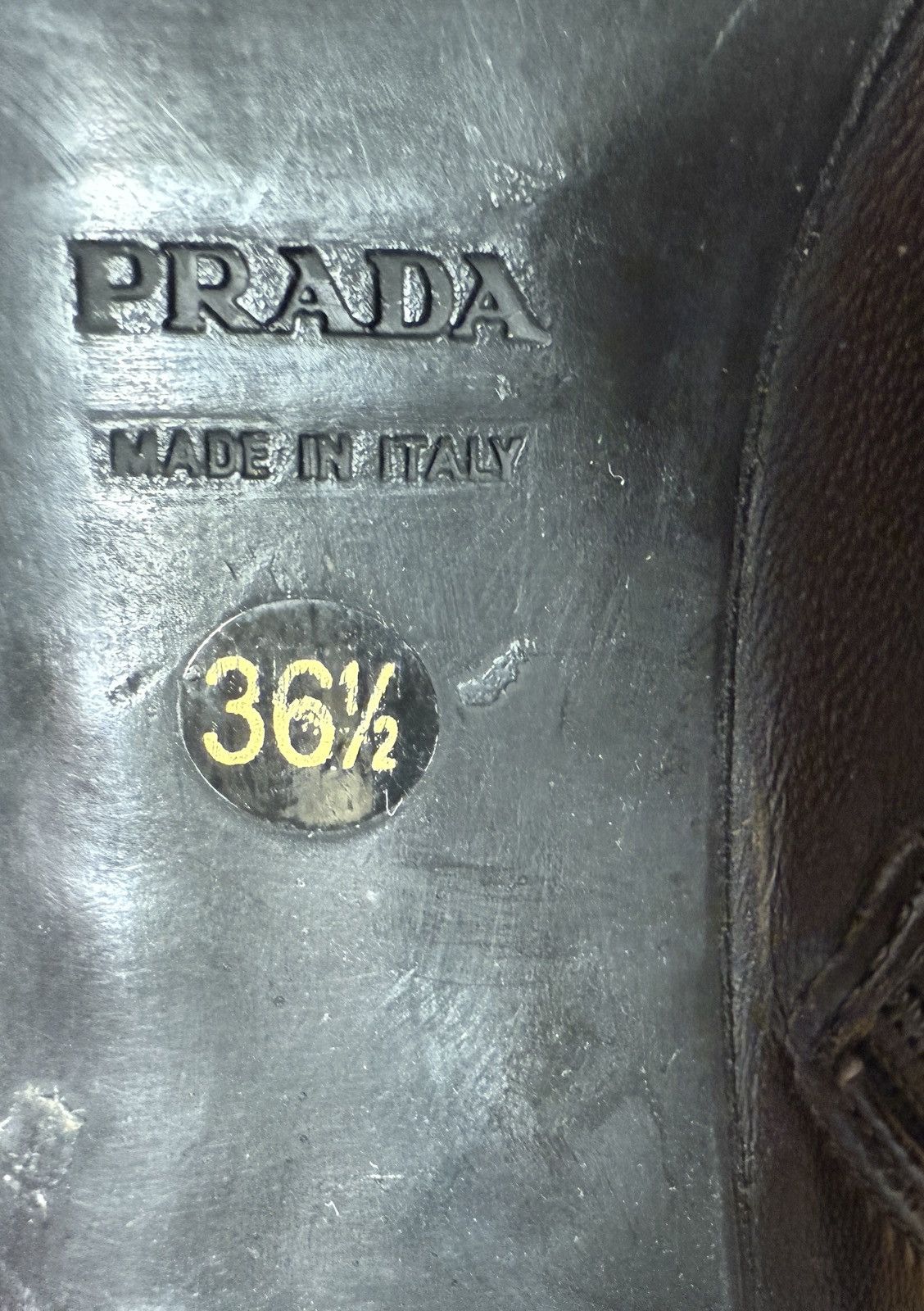 Prada Prada Brown Leather Black Rubber Sole Ankle Boots 36.5 (6.5) Size US 6.5 / IT 36.5 - 9 Thumbnail