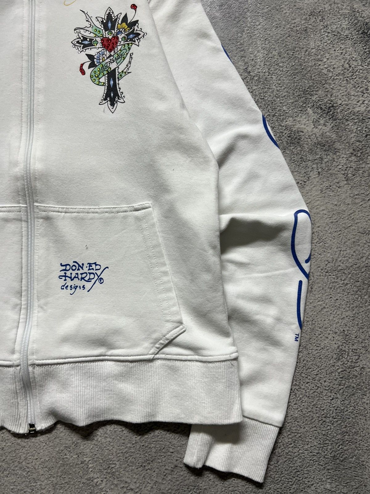 Ed Hardy Vintage Y2k Ed Hardy 🤍 Cross Tattoo ❤️ Zip Hoodie 00’s Size S / US 4 / IT 40 - 8 Thumbnail
