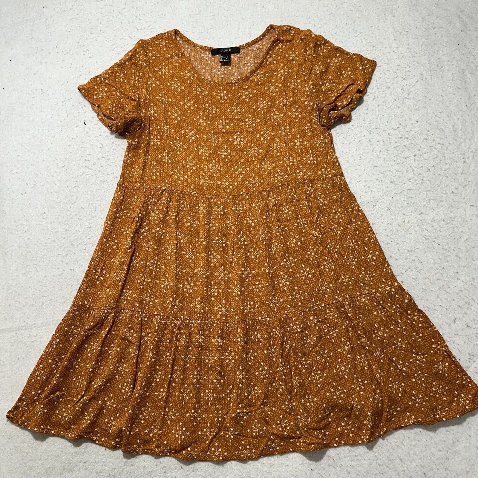 Forever 21 Forever 21 Small Orange Tiered A-Line Babydoll Mini Dress Size S / US 4 / IT 40 - 1 Thumbnail