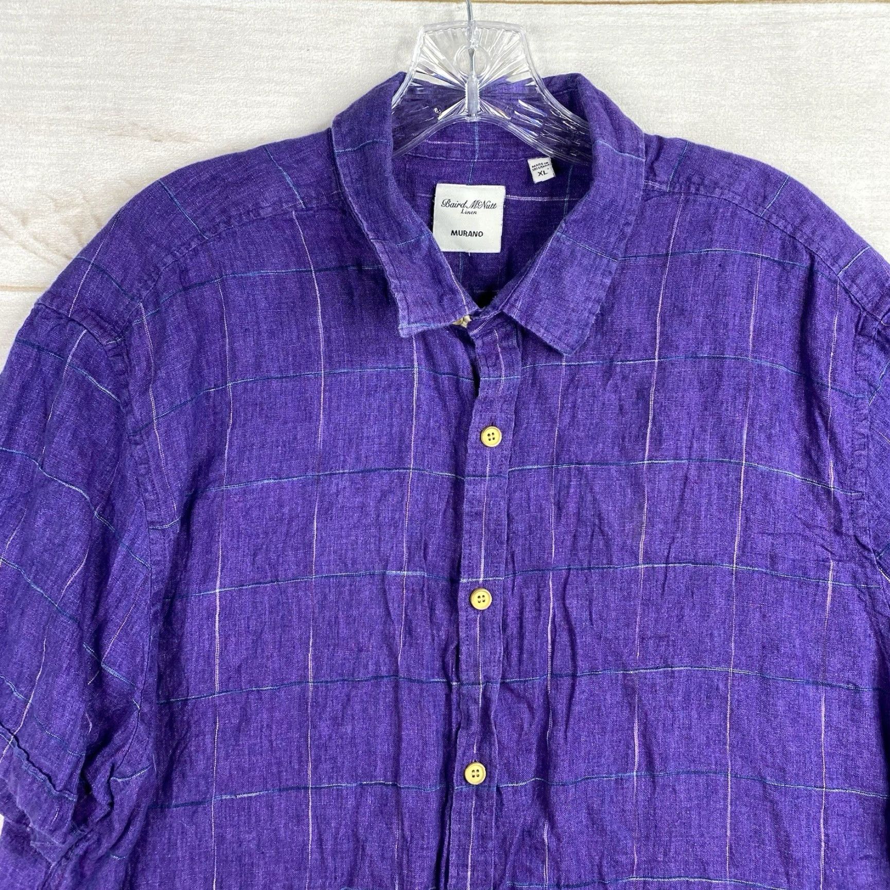 Murano **Baird McNutt Men's XL Purple Linen Check Shirt** User: Baird McNutt Men's XL Murano Purple Linen Check Shirt Size US XL / EU 56 / 4 - 2 Thumbnail