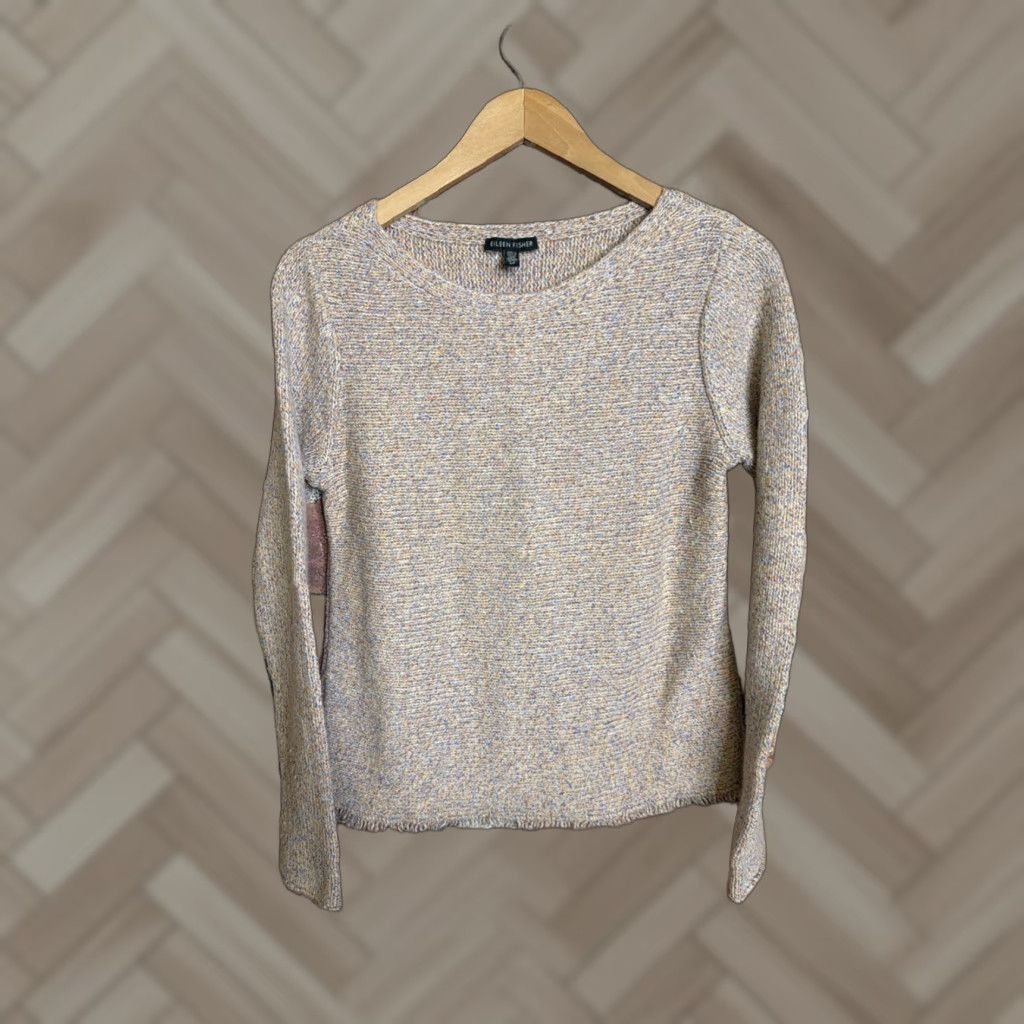 Eileen Fisher Eileen Fisher Womens Sweater Small Wool Blend Italian Yarn Fringe Hem Lagenlook Multicolor Knit Pullover Size S / US 4 / IT 40 - 1 Thumbnail