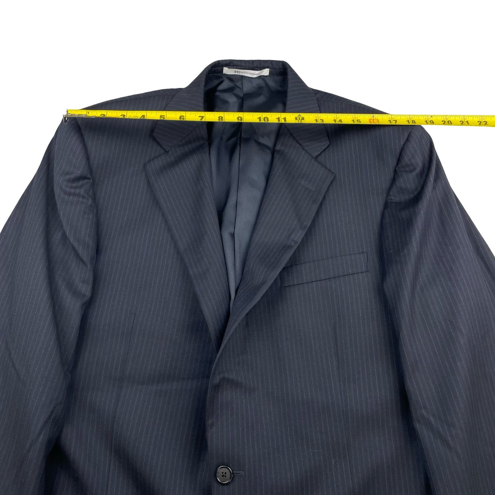 Hickey Freeman Hickey Freeman Men’s 100% Wool 2-Button Suit Navy Stripe • 4 Size 42L - 10 Thumbnail