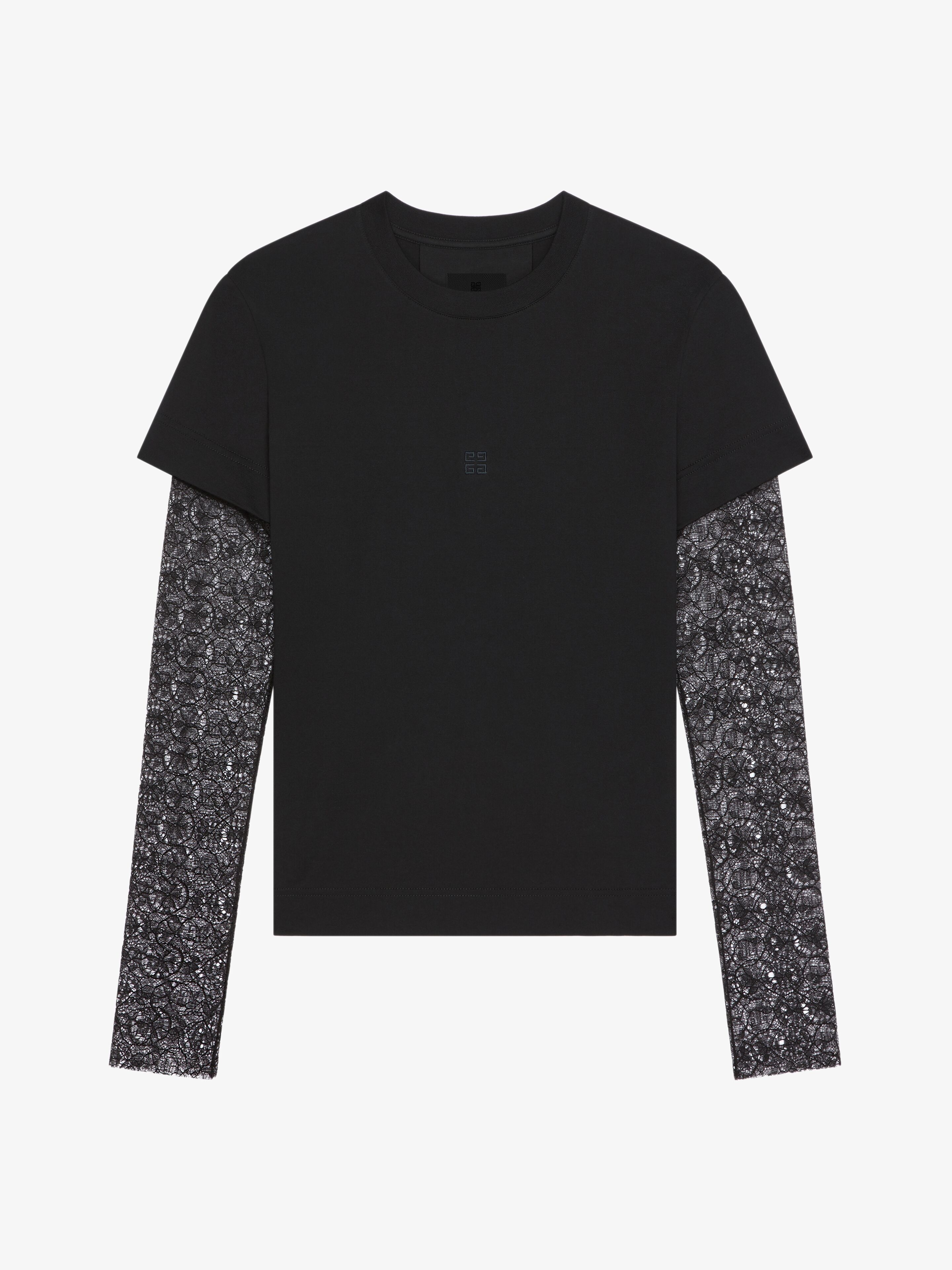 Givenchy Overlapped slim fit t-shirt in cotton and lace Size S / US 4 / IT 40 - 1 Thumbnail
