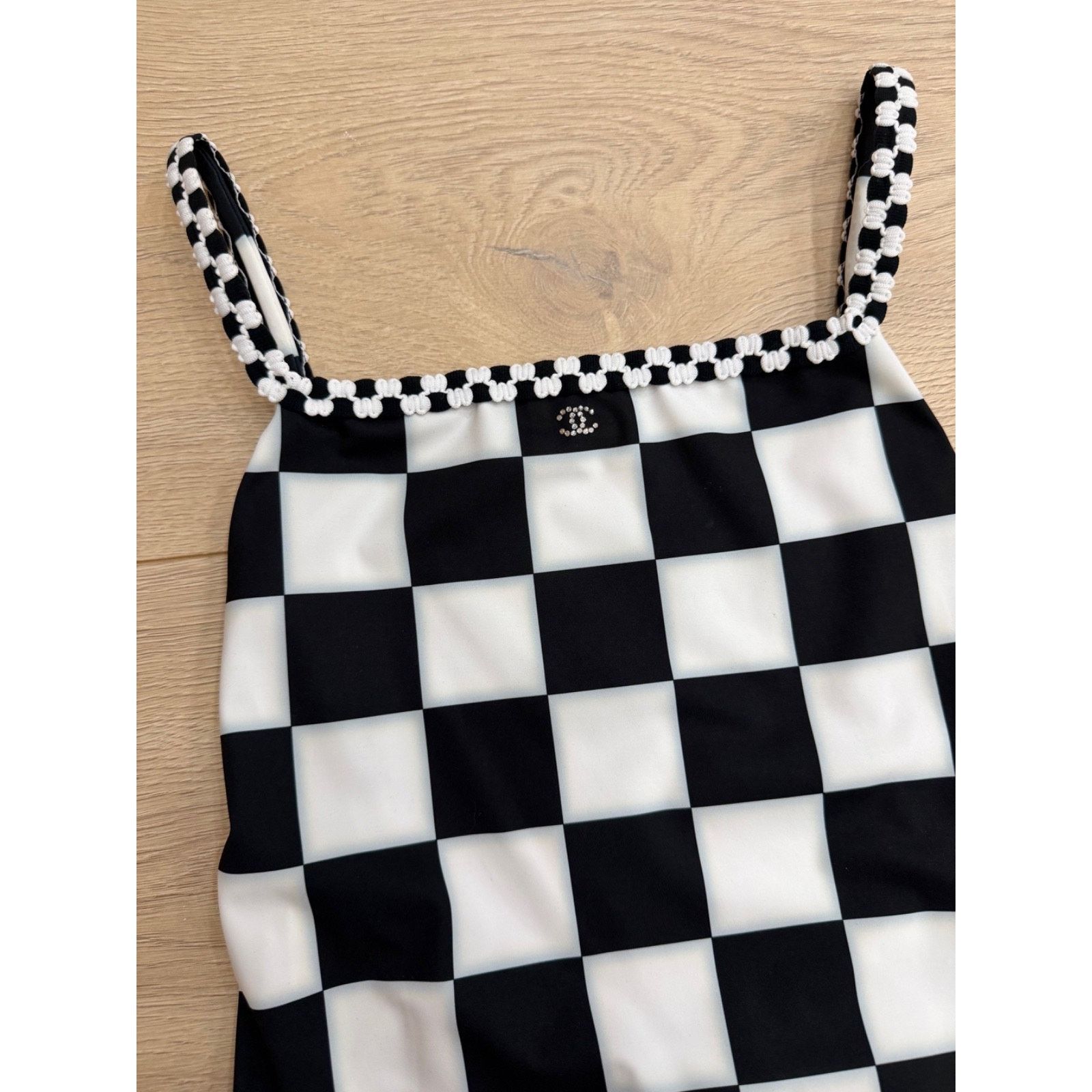 Chanel Chanel 23C Black White Checker Crystal CC Logo One Piece 36 Size XS / US 0-2 / IT 36-38 - 4 Thumbnail