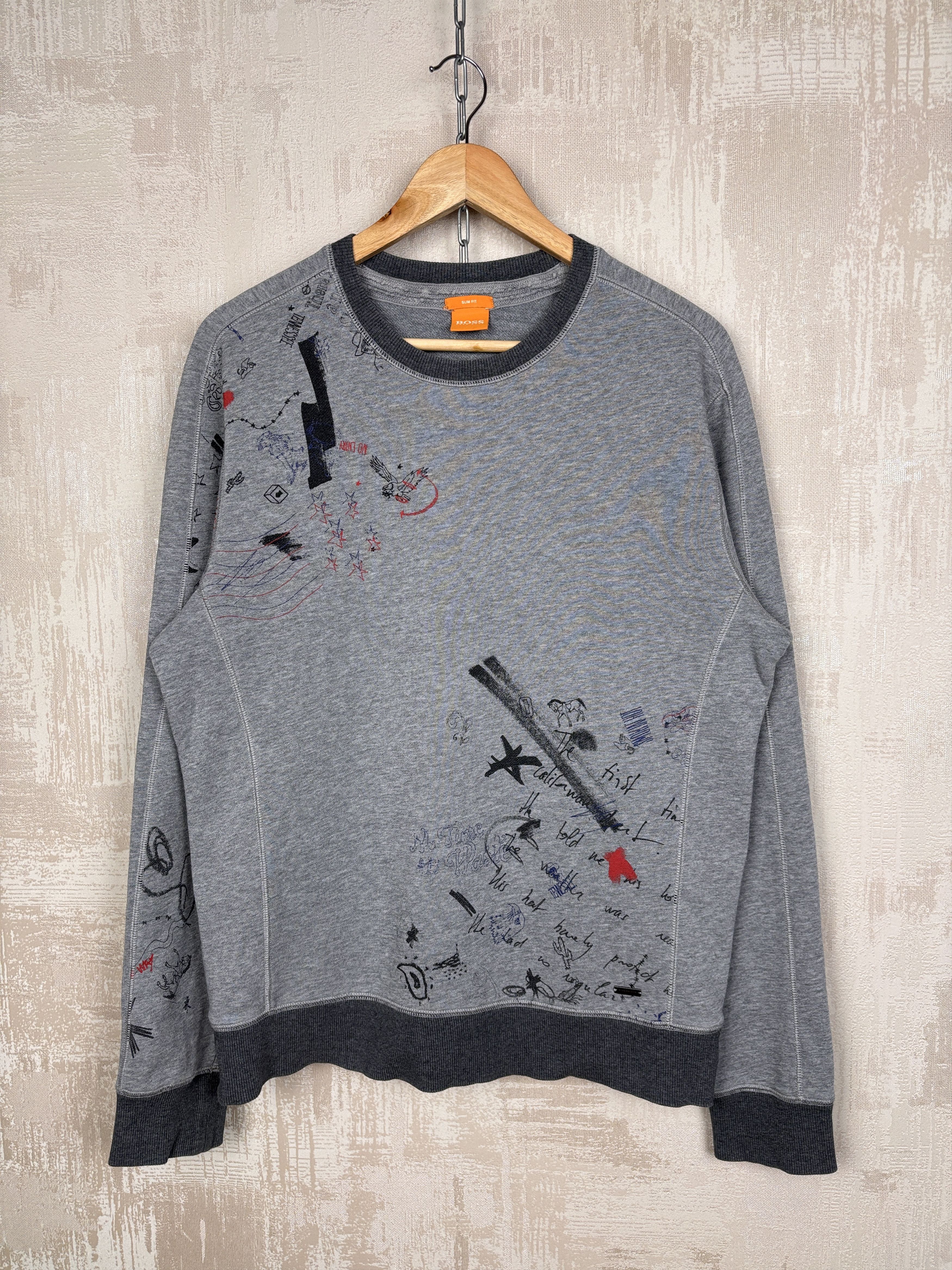 Hugo Boss Hugo Boss Orange Wheel Style Sweatshirt Scribble Print Size US M / EU 48-50 / 2 - 1 Thumbnail