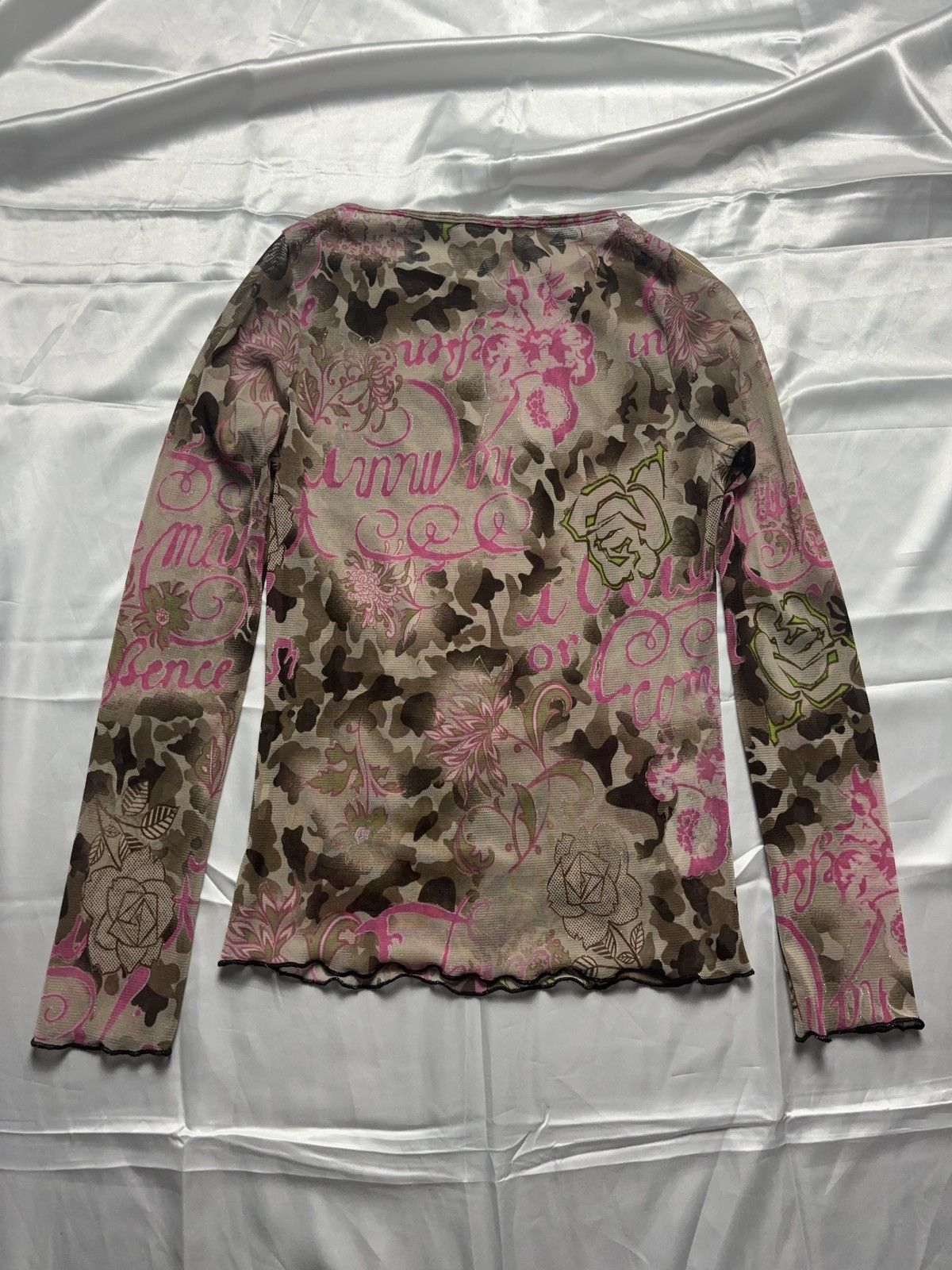 Japanese Brand × Vintage Printed camo mesh long sleeve glamour vintage top Size S / US 4 / IT 40 - 5 Thumbnail