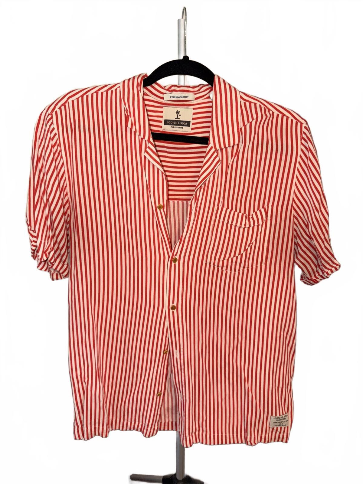 Scotch & Soda Scotch & Soda Red and White Striped Short Sleeve Shirt Size US L / EU 52-54 / 3 - 1 Thumbnail