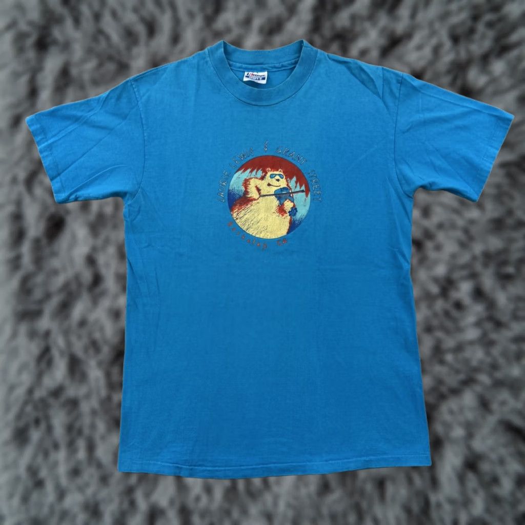 Hanes VINTAGE Laurie Lewis Grant Street Shirt Mens Medium Blue 80s Berkeley California Size US M / EU 48-50 / 2 - 1 Thumbnail