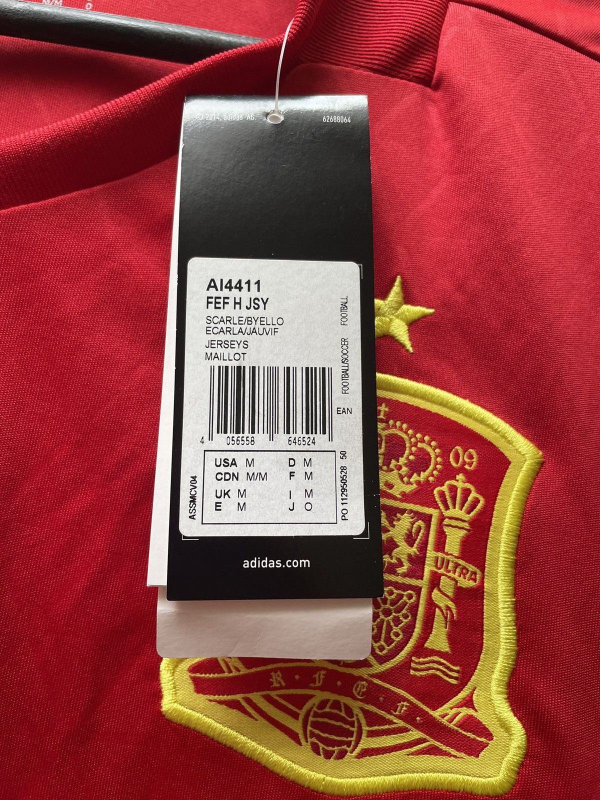 Adidas NEW Spain Home football shirt 2015 - 2016 Team Soccer Jersey Size US M / EU 48-50 / 2 - 3 Thumbnail