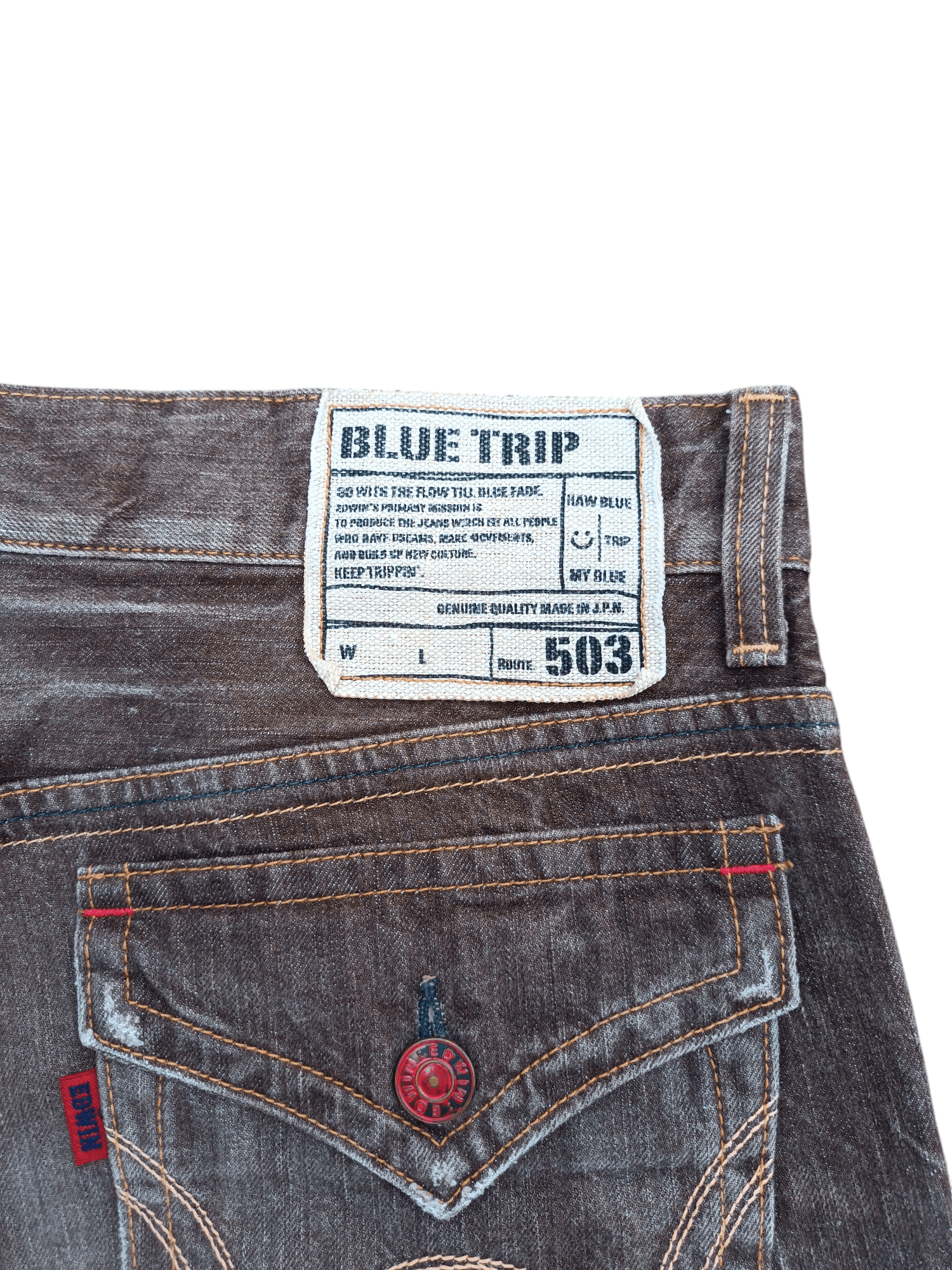Japanese Brand FLARED 90s Edwin 503 Flare BlueTrip Whiskers Faded Jeans Size US 35 - 15 Thumbnail