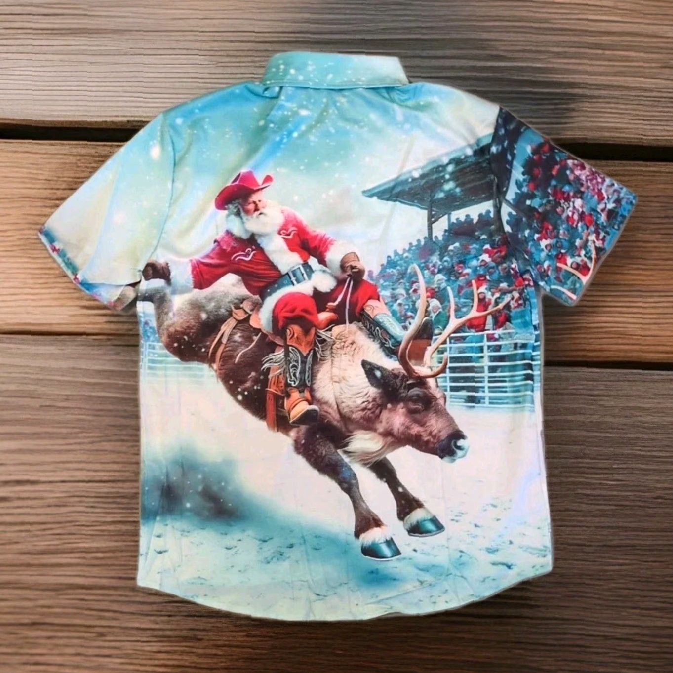 Gloverall VINTAGE Santa Claus Buckin' Reindeer Christmas Hawaiian Shirt Large All Over Print L Size US L / EU 52-54 / 3 - 3 Thumbnail