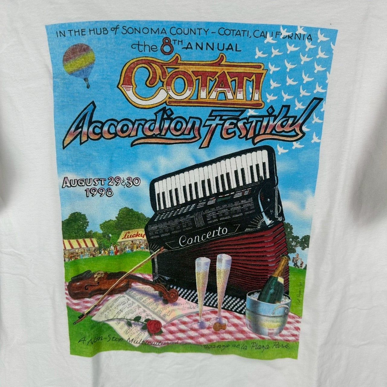 Vintage Vtg 1998 8th Annual Cotati Accordion Festival Promo T-shirt Size US L / EU 52-54 / 3 - 2 Thumbnail