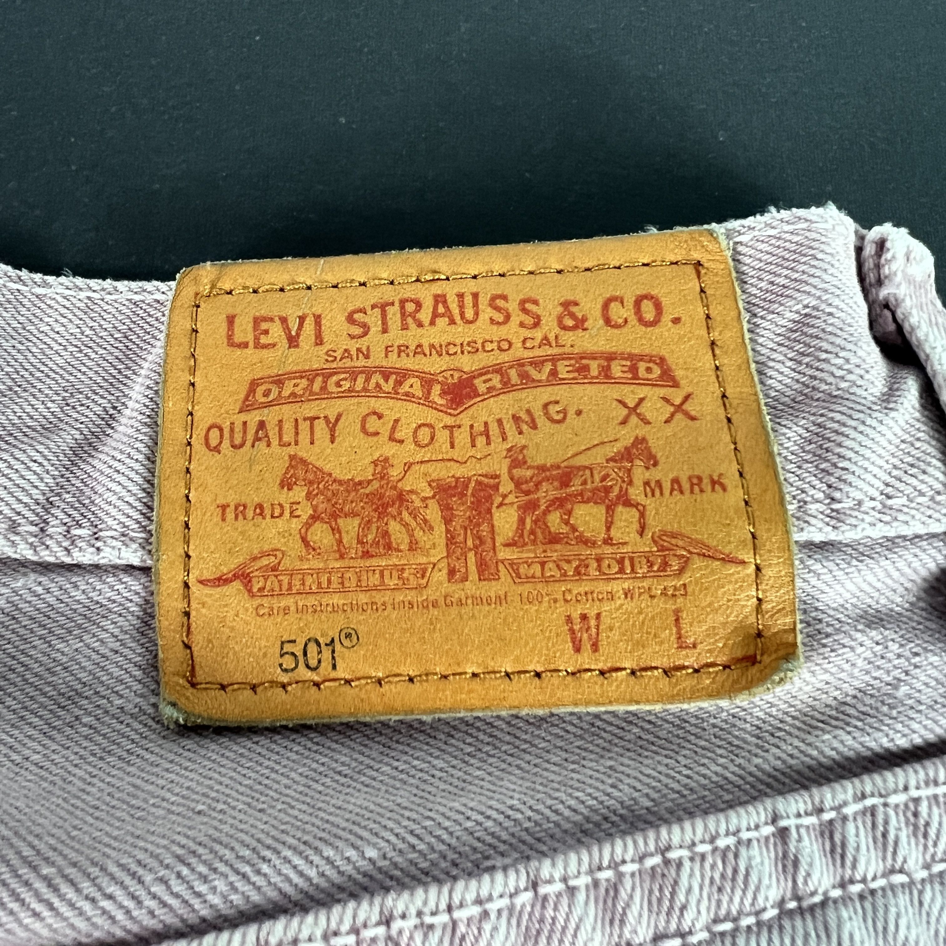 Levi's Y2K Levis Jeans Mid Rise Ankle Straight Purple Raw Hem Denim Size 29" - 16 Thumbnail