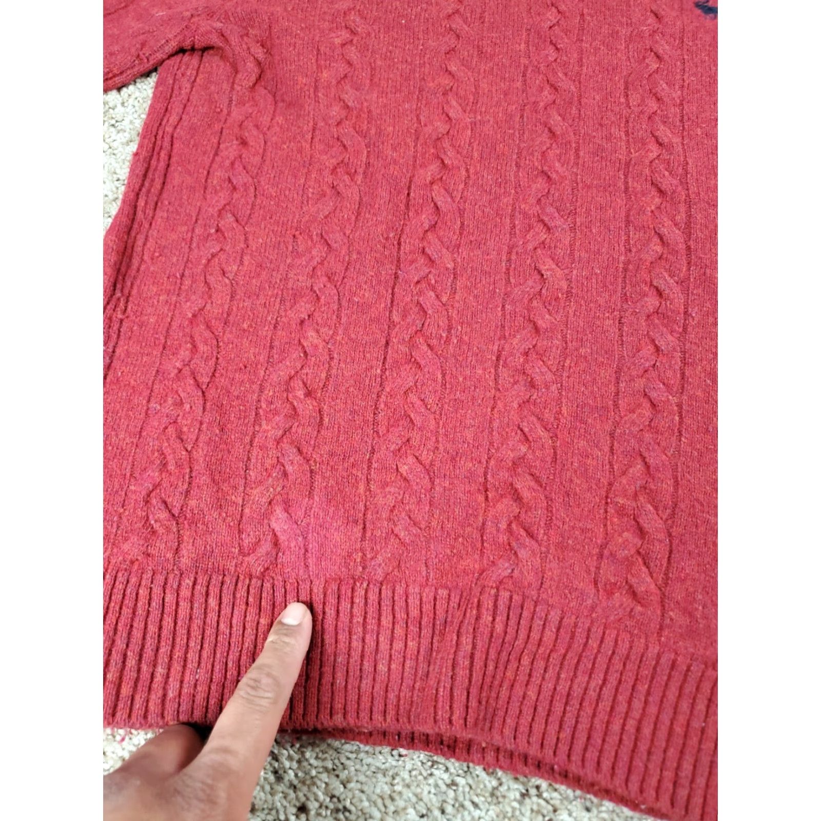 Abercrombie & Fitch Abercrombie & Fitch Sweater Large Red Womens Cable Knit Wool Blend Long Sleeve Crew Neck Pullover Casual Womens Size L / US 10 / IT 46 - 5 Thumbnail