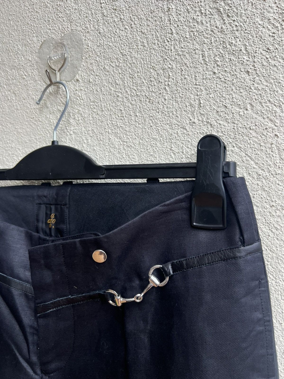 ato ATO Japan Blue Black Linen Boot Cut Trouser Pant Low Rise Size US 29 - 11 Thumbnail