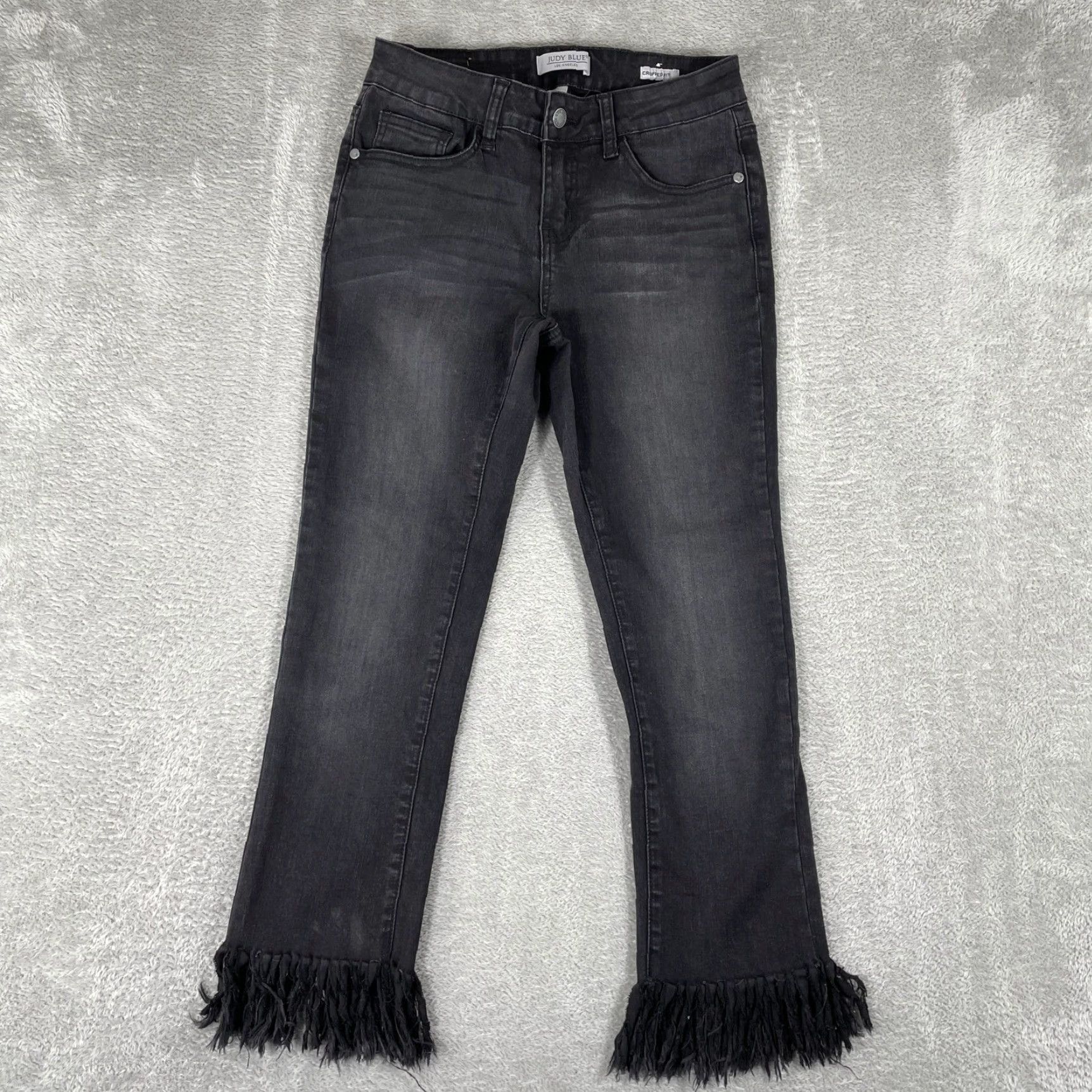 Denime Judy Blue Cropped Jeans Womens 7/28 Black Slim 5-Pocket Denim 26 Inseam 23.5in Distressed Frayed Hem Stretch Denim Size 26" / US 2 / IT 38 - 2 Thumbnail