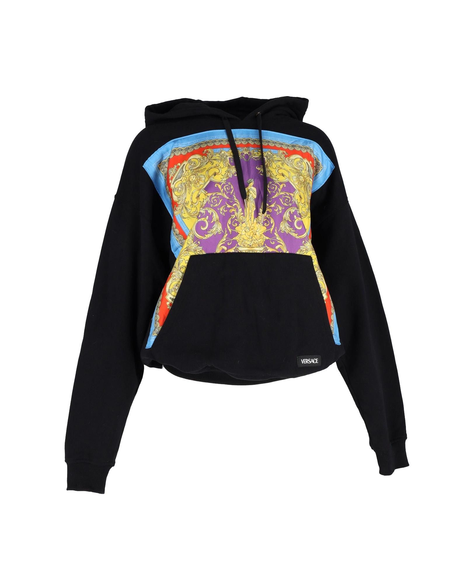 image of Versace Heritage Scarf Hoodie In Black Cotton, Men's (Size Small)