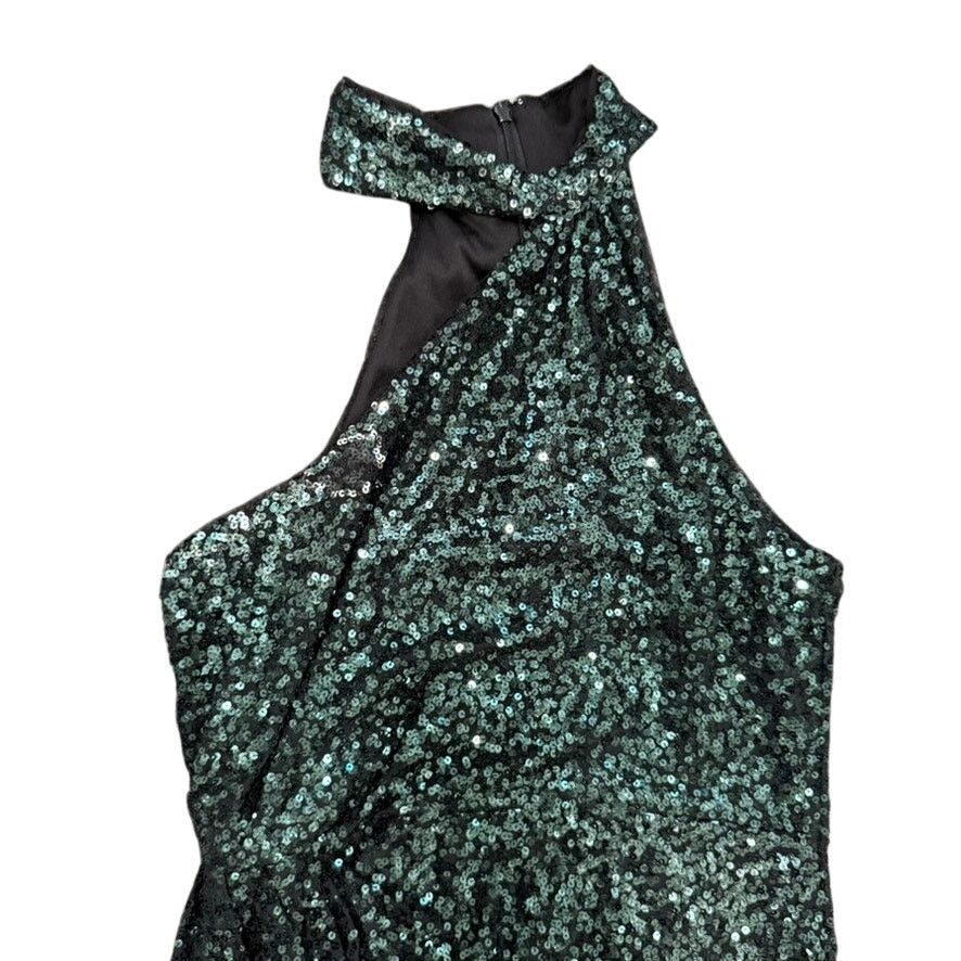Badgley Mischka Badgley Mischka Halter Neck Sequin Gown in Green, Size US 12 Size XL / US 12-14 / IT 48-50 - 6 Thumbnail