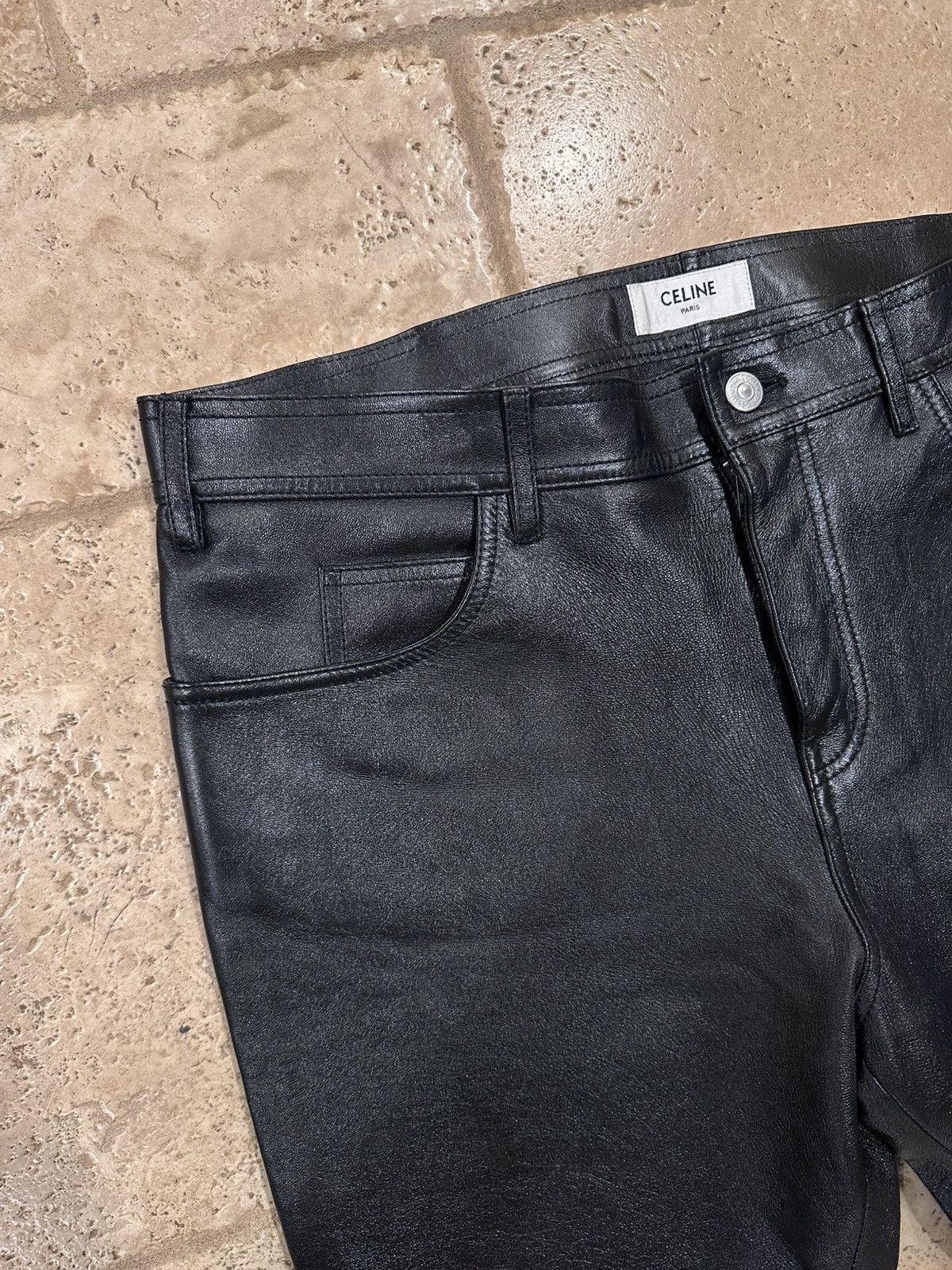 Celine Celine x Hedi Slimane Black Lambskin Leather Pants Size US 34 / EU 50 - 6 Thumbnail