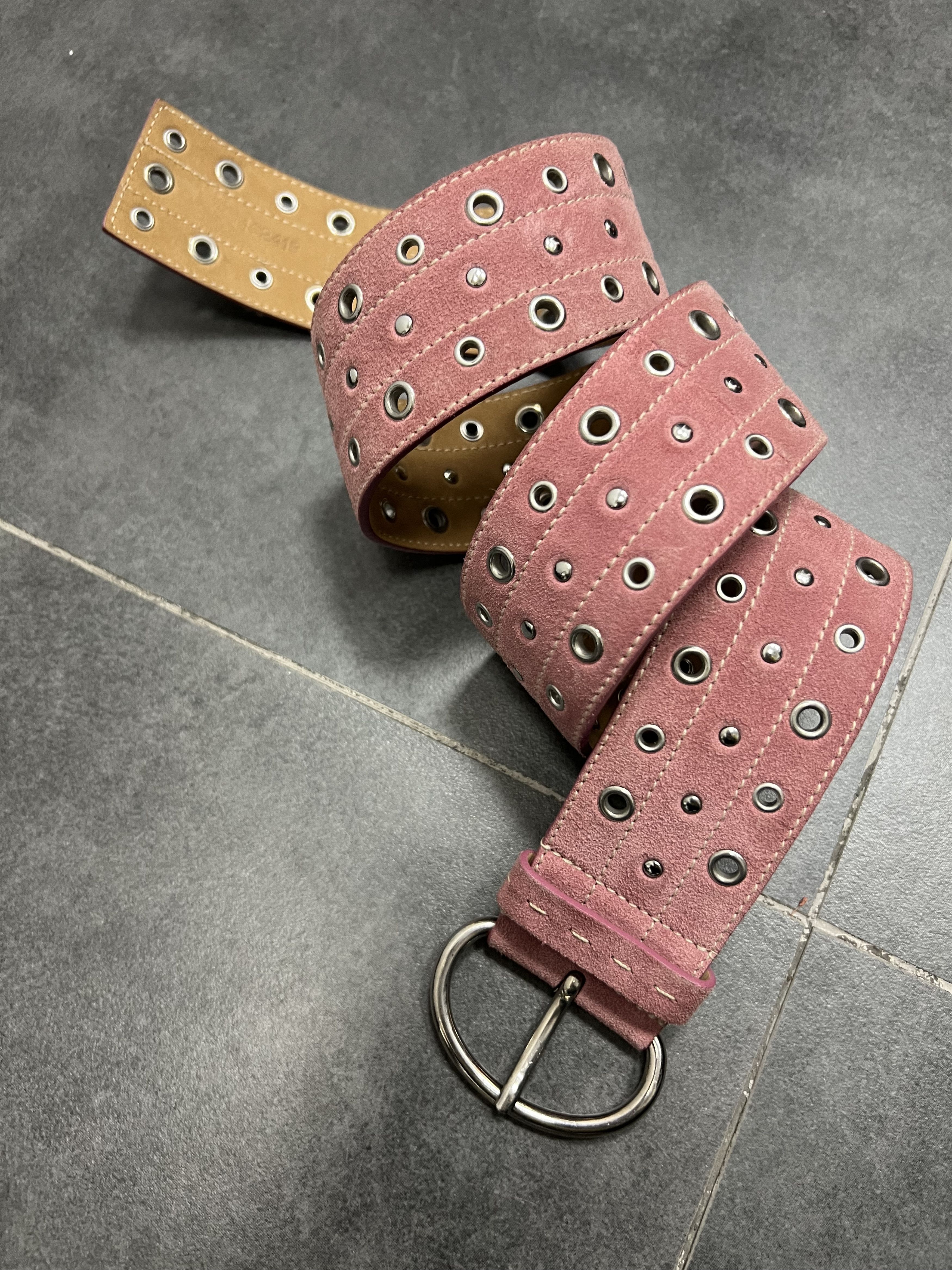 Prada Y2K vintage suede leather Studded Western Belt