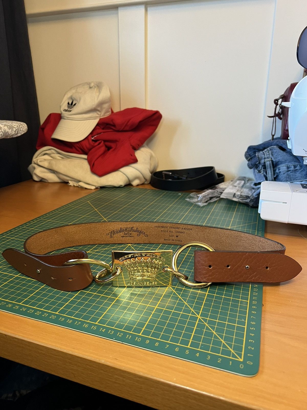 Christian Audigier Vintage Christian Audigier gold crown buckle leather belt Size ONE SIZE - 10 Thumbnail