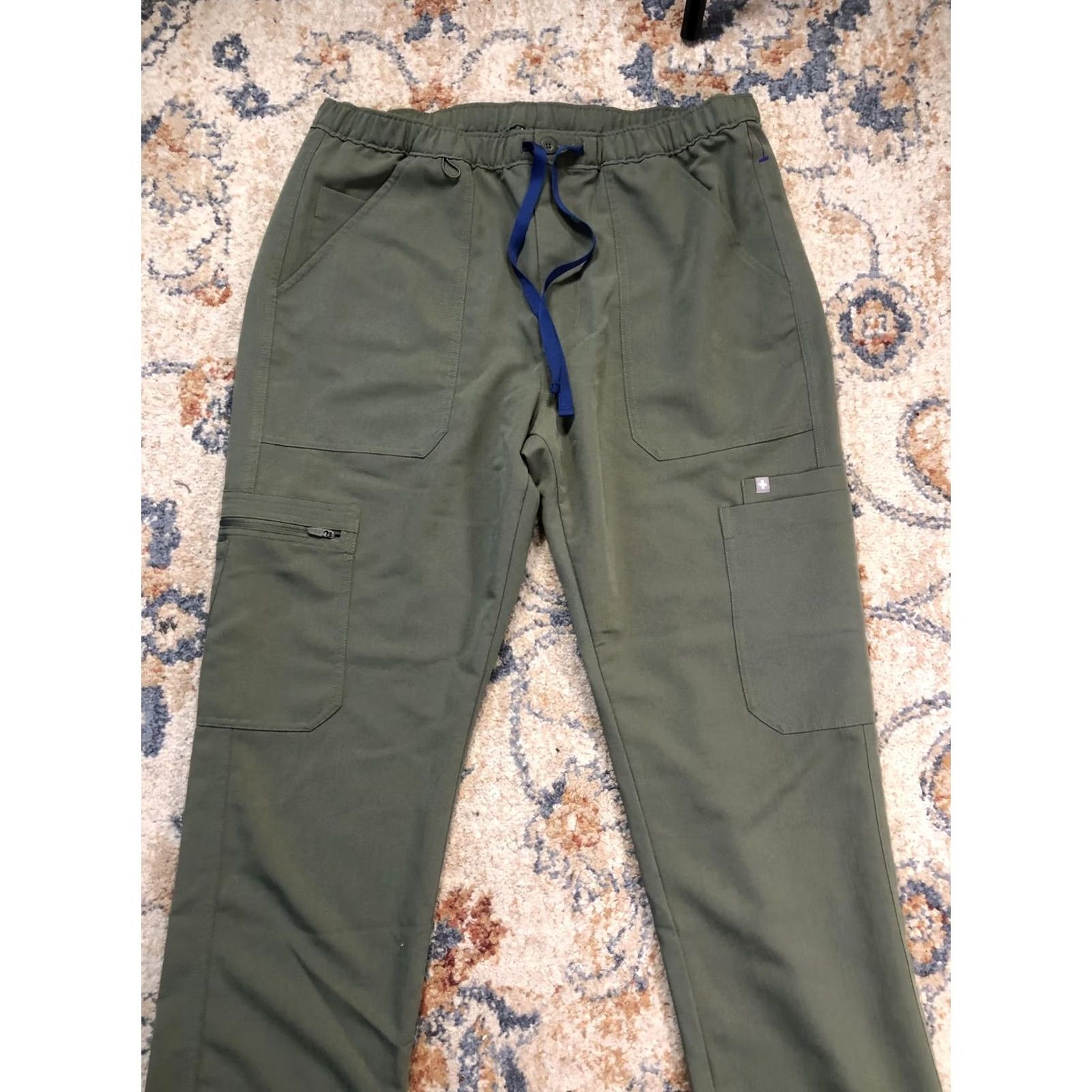 Vintage FIGS Cairo Pants Mens 37x29 Green Technical Collection Cargo Scrub Elastic Waist Size US 33 - 3 Thumbnail