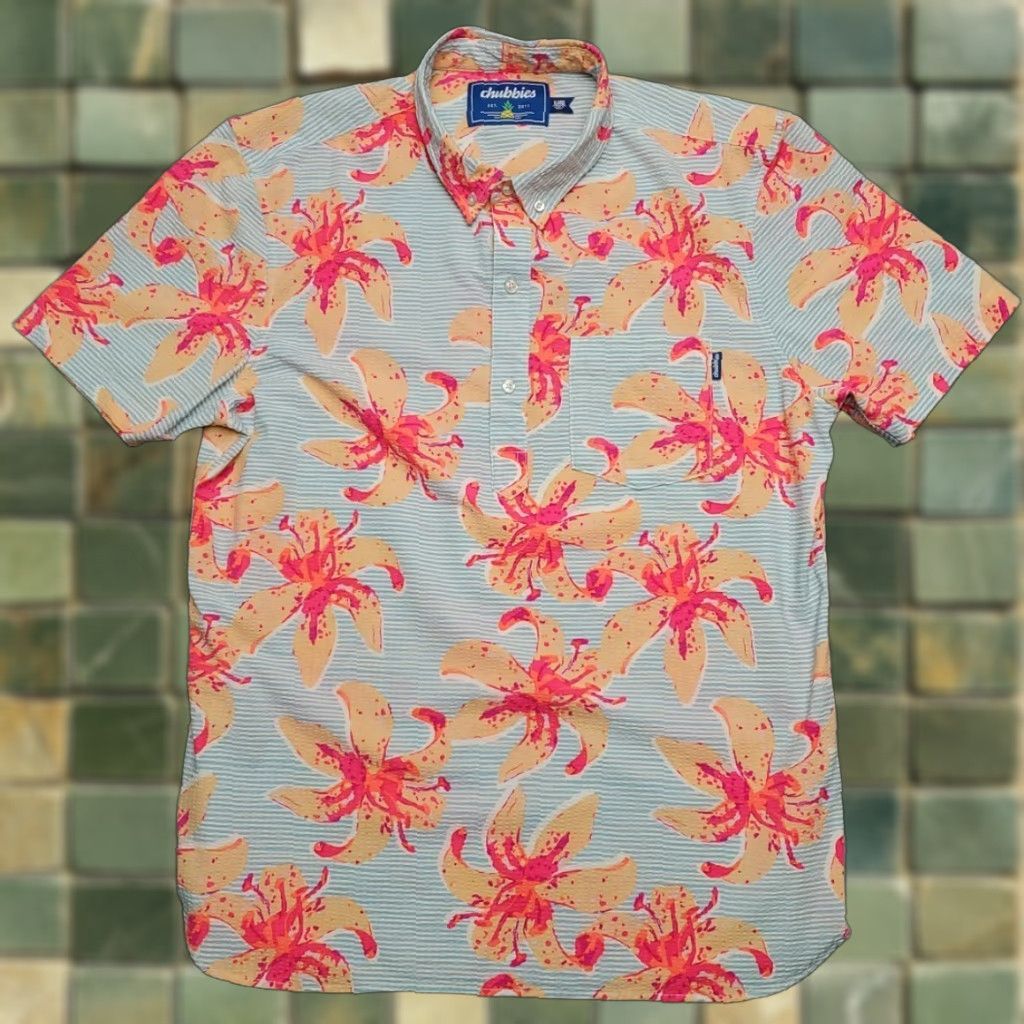 Chubbies Chubbies Shirt Mens XL Floral Stripe Tropical Beach Party Retro Summer Crinkle Size US XL / EU 56 / 4 - 1 Thumbnail