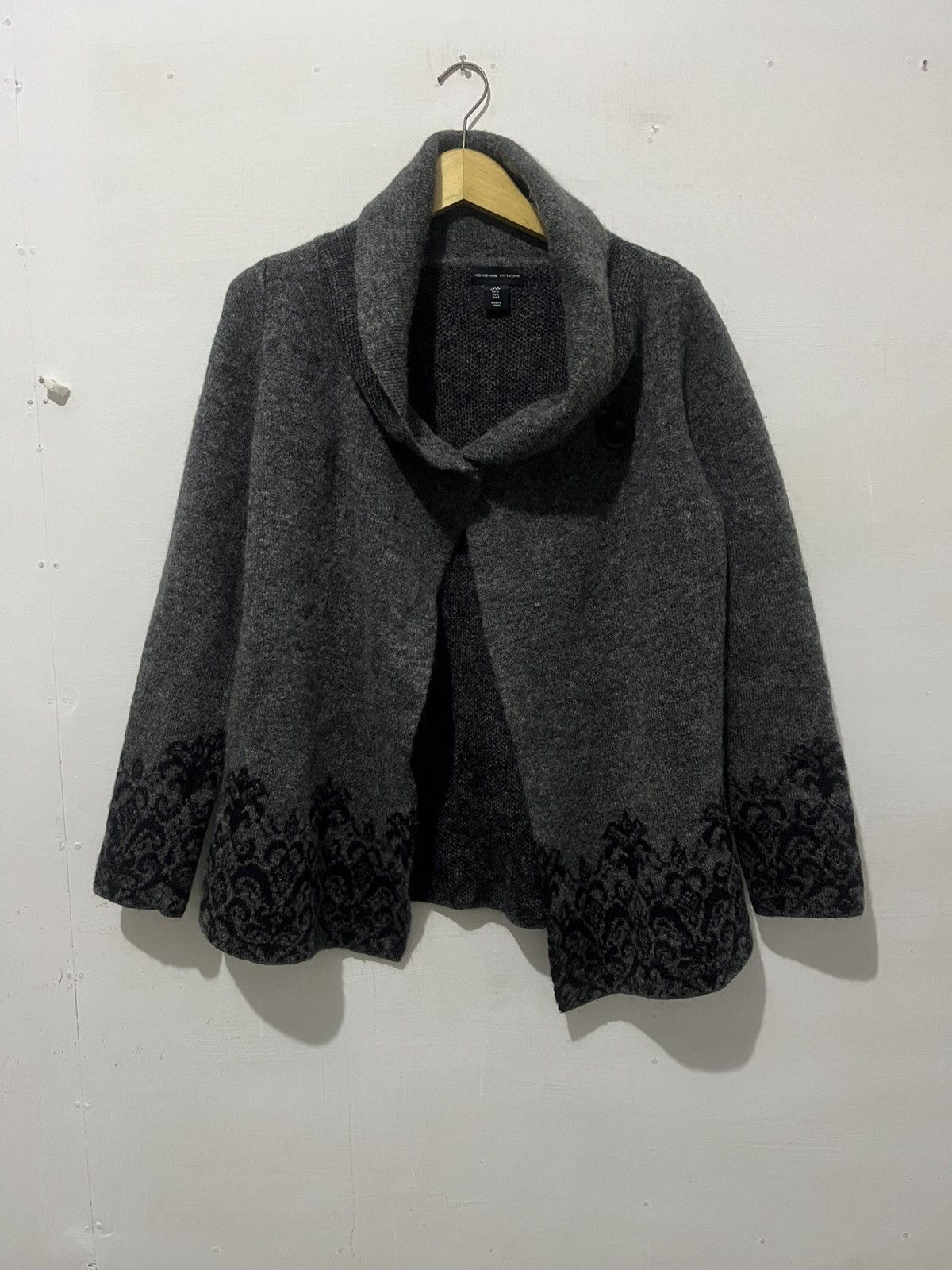POST ARCHIVE FACTION (PAF) Adrienne Vittadini Grey Wool Blend Knit Cardigan Size US M / EU 48-50 / 2 - 2 Thumbnail