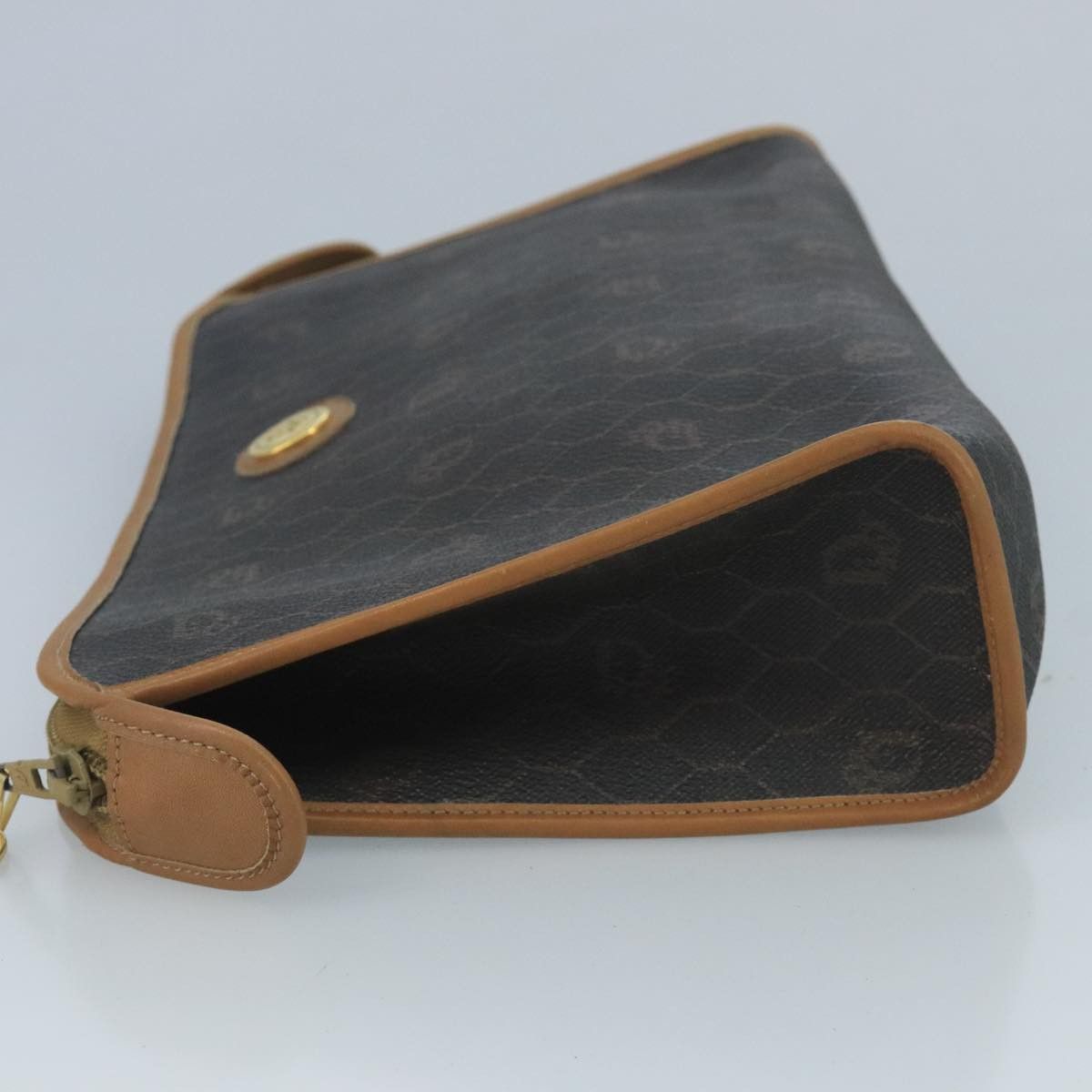 Dior DIOR Honeycomb Canvas Clutch Bag Leather Black Gold Size ONE SIZE - 4 Thumbnail