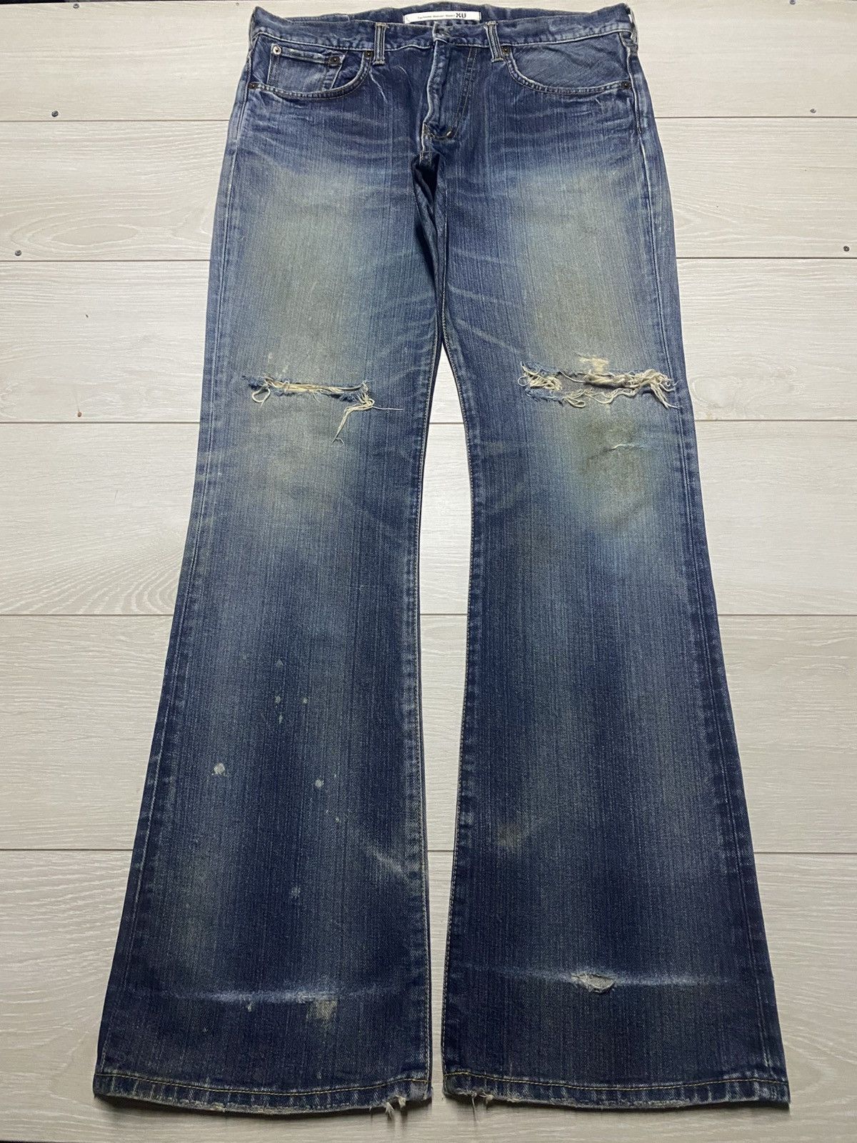 Edwin Edwin 401 XV Mud Wash Splatter Distressed Flare Jeans Size US 34 / EU 50 - 1 Thumbnail