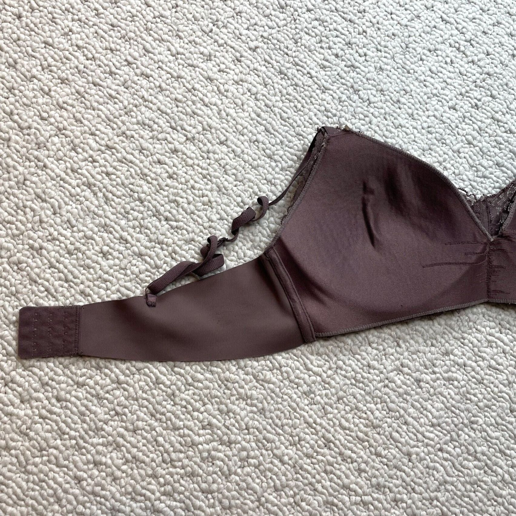 Vintage Danskin Bra Womens 38DD Full Cover Underwired Padded Lace Brown NYLON SPANDEX ELASTANE Regular Solid Cup DD Size ONE SIZE - 2 Thumbnail