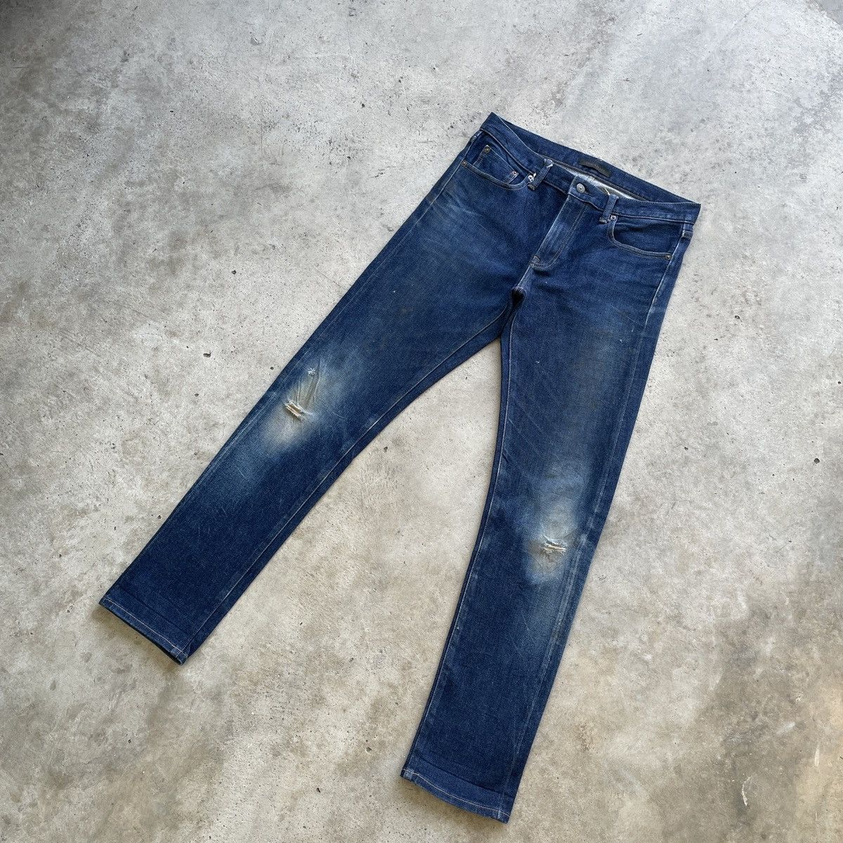 Japanese Brand W32💥 Vintage Japan Skinny Distressed Jeans Selvedge Pants Size US 32 / EU 48 - 2 Thumbnail