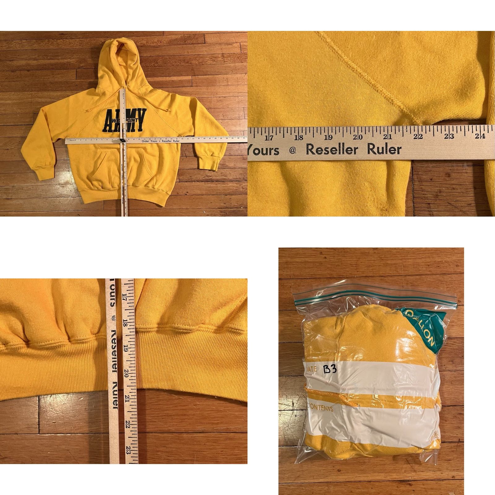 Vintage VINTAGE Bassett-Walker Army West Point Raglan Hoodie Men’s L Yellow Logo Size US L / EU 52-54 / 3 - 9 Thumbnail
