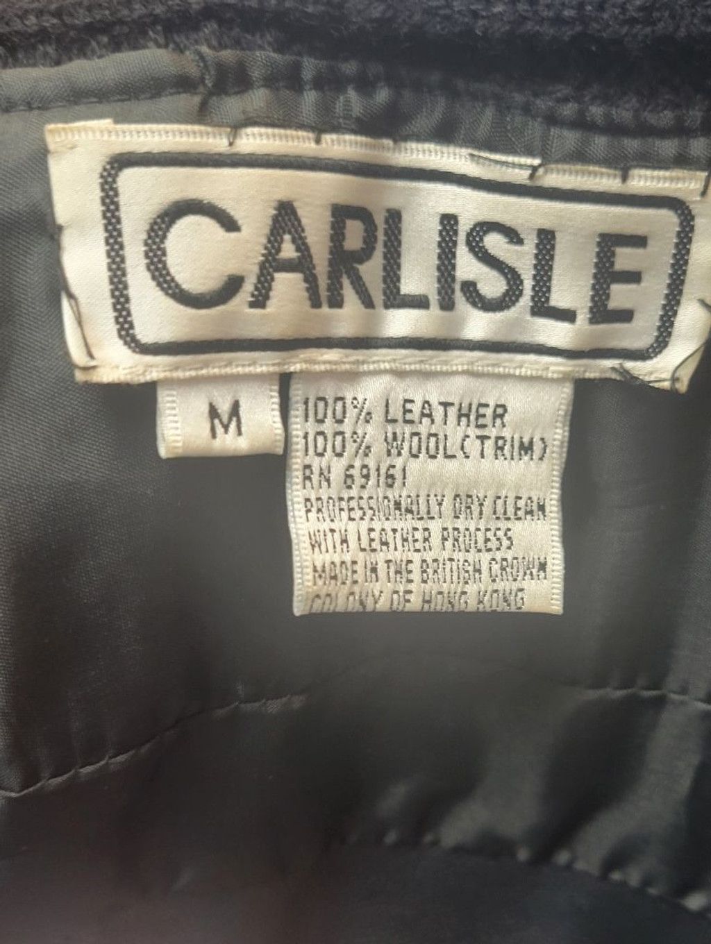 Other RARE Vintage Carlisle Black Leather Moto Jacket Ribbed Wool Size M / US 6-8 / IT 42-44 - 8 Thumbnail
