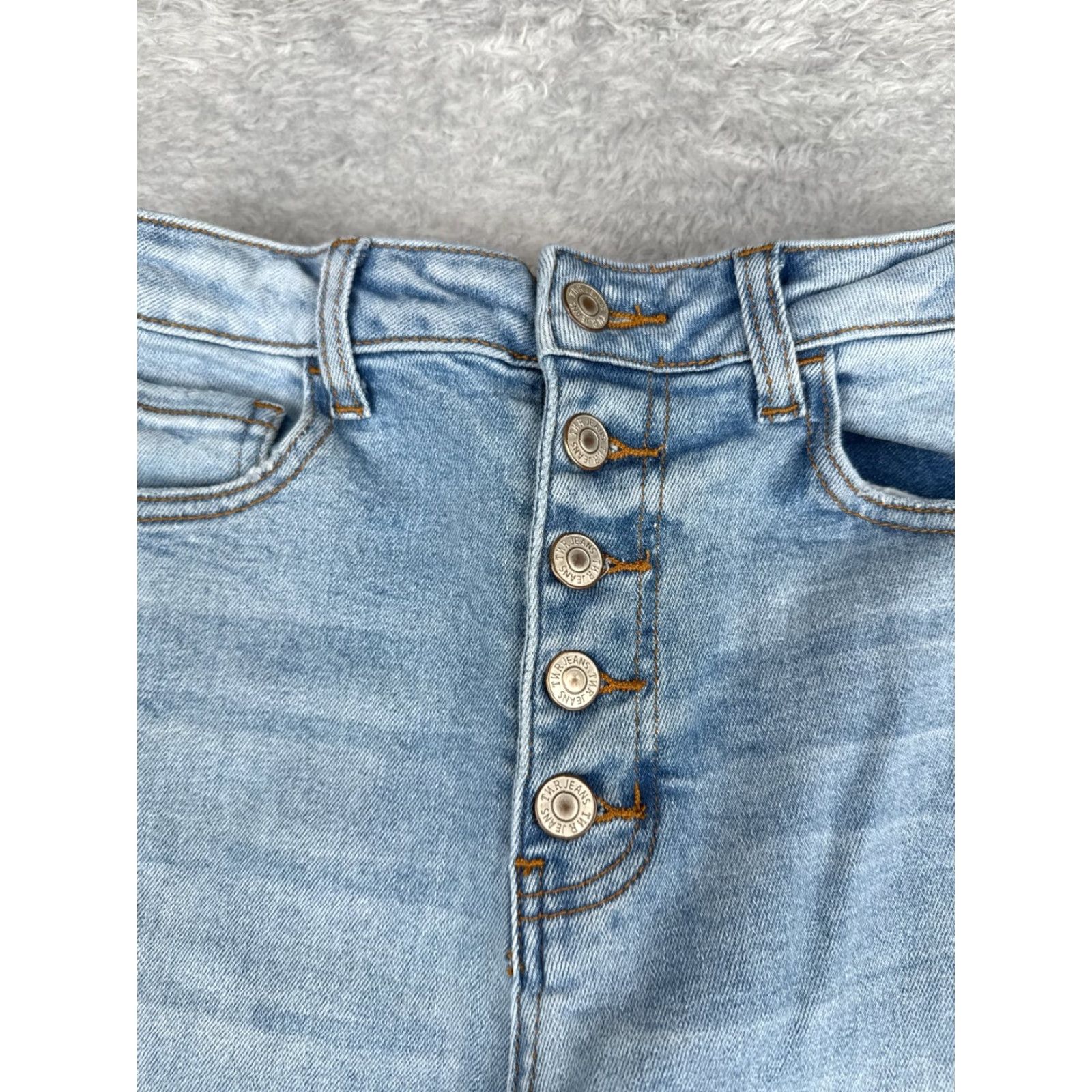 Vintage TNR Jeans Womens Jeans 26 Blue Denim Wide Leg Raw Hem Button Fly High Rise 25x26 Vintage No Size 26" / US 2 / IT 38 - 5 Thumbnail