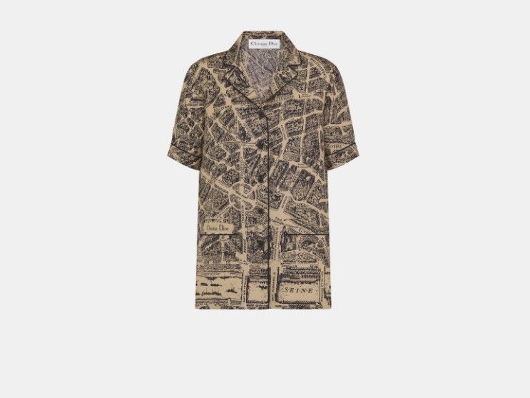 o1w1db10425 351V29A Short-Sleeved Shirt in Black & Beige
