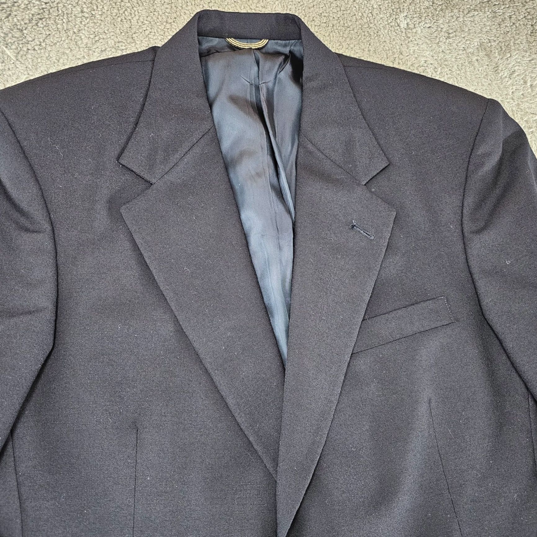 Stafford Stafford Blazer Sport Coat Two Button Casual Jacket Wool Navy 42R Mens Regular Fit Notch Lapel Single-Breasted Solid Color Wool Jacket Size 42R - 2 Thumbnail