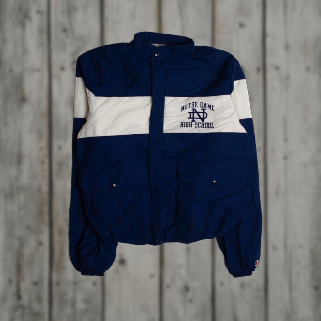 Champion VINTAGE Champion Notre Dame High School Jacket Medium Blue 1990s Rare Mens Size US M / EU 48-50 / 2 - 1 Thumbnail