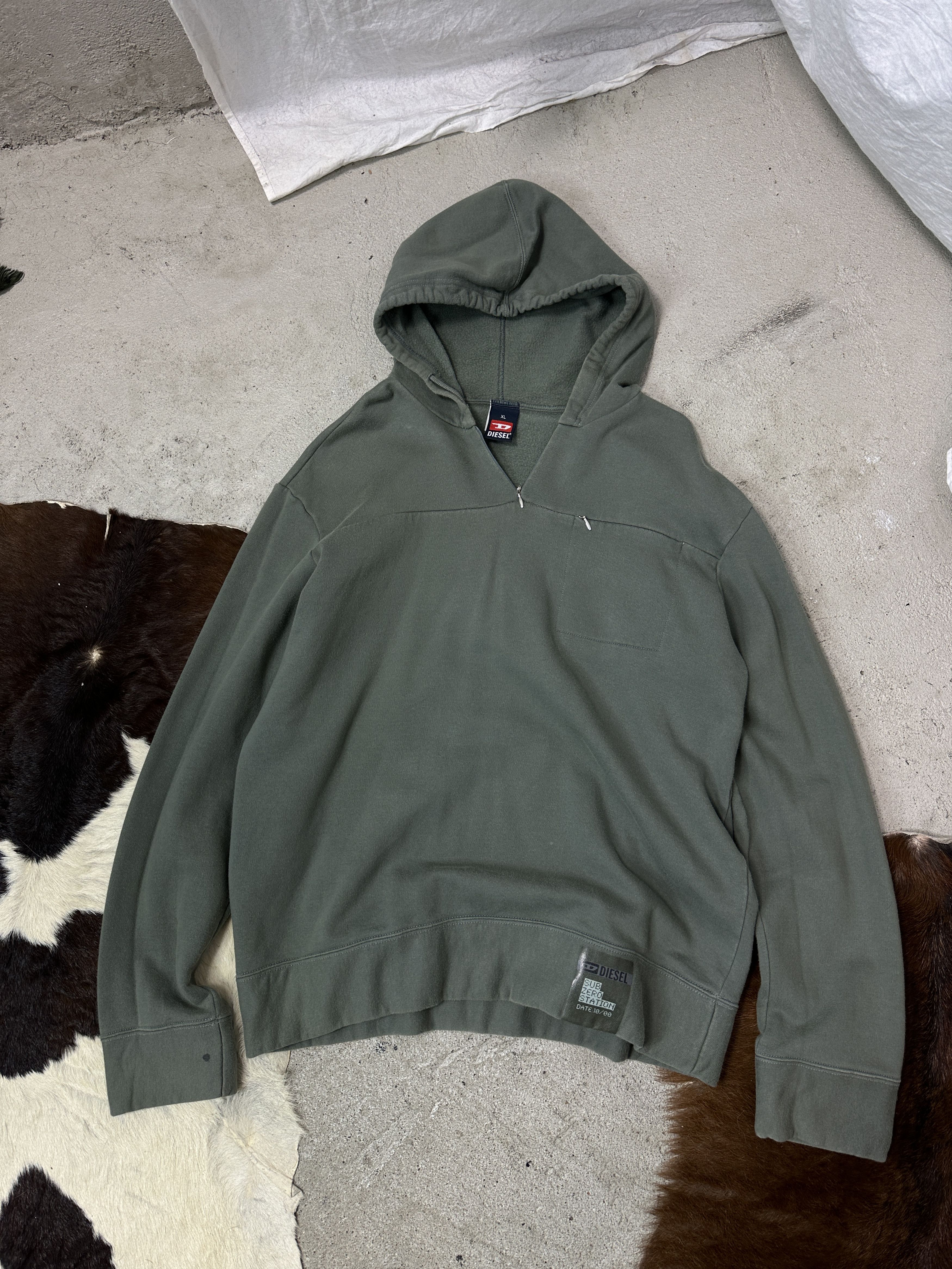 Diesel Vintage Streetwear Oversize Diesel Sub Zero Hoodie 00s Size US XL / EU 56 / 4 - 2 Thumbnail