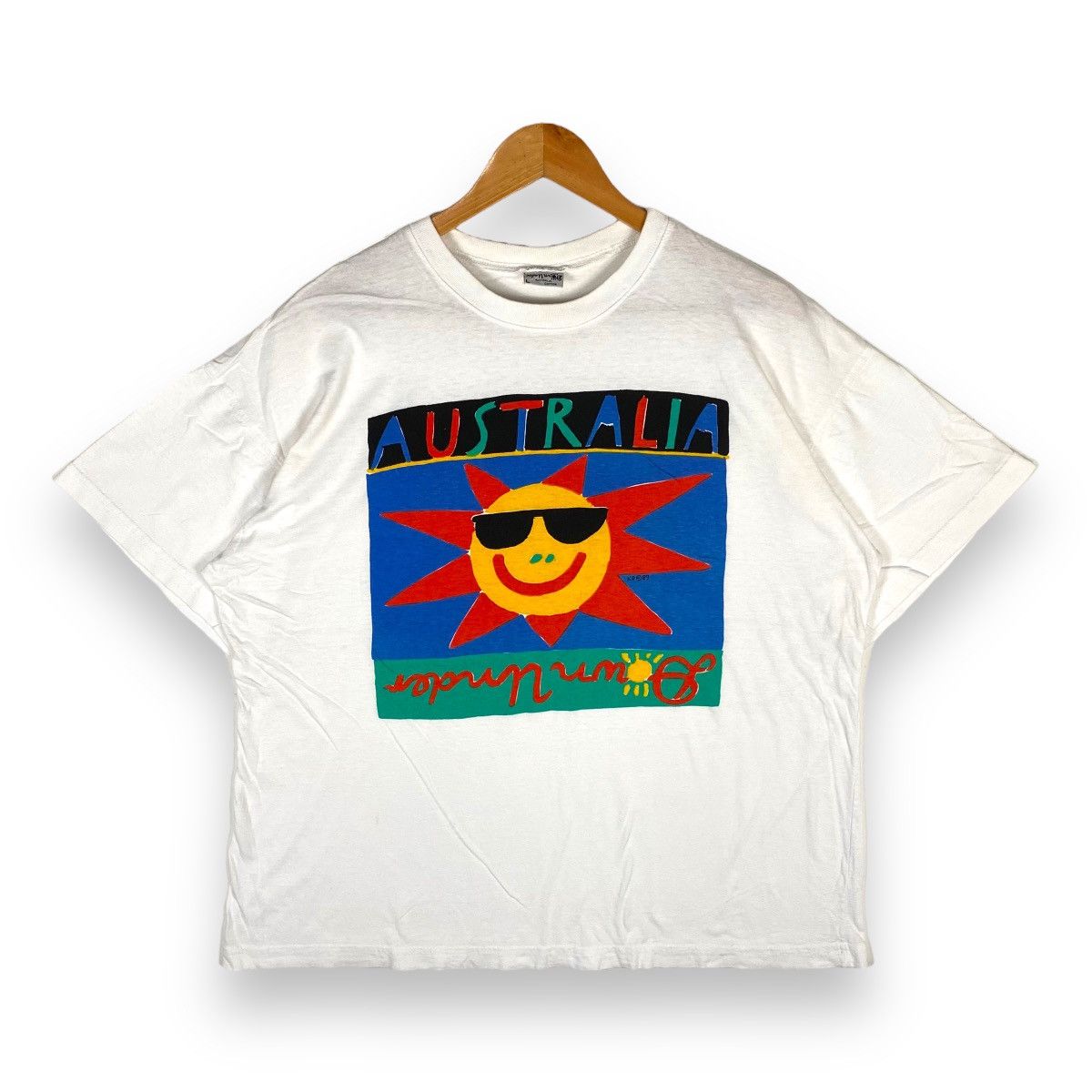 image of Vintage 89' Under Done By Ken Done Fine Art Graphic Tee in White, Men's (Size Large)