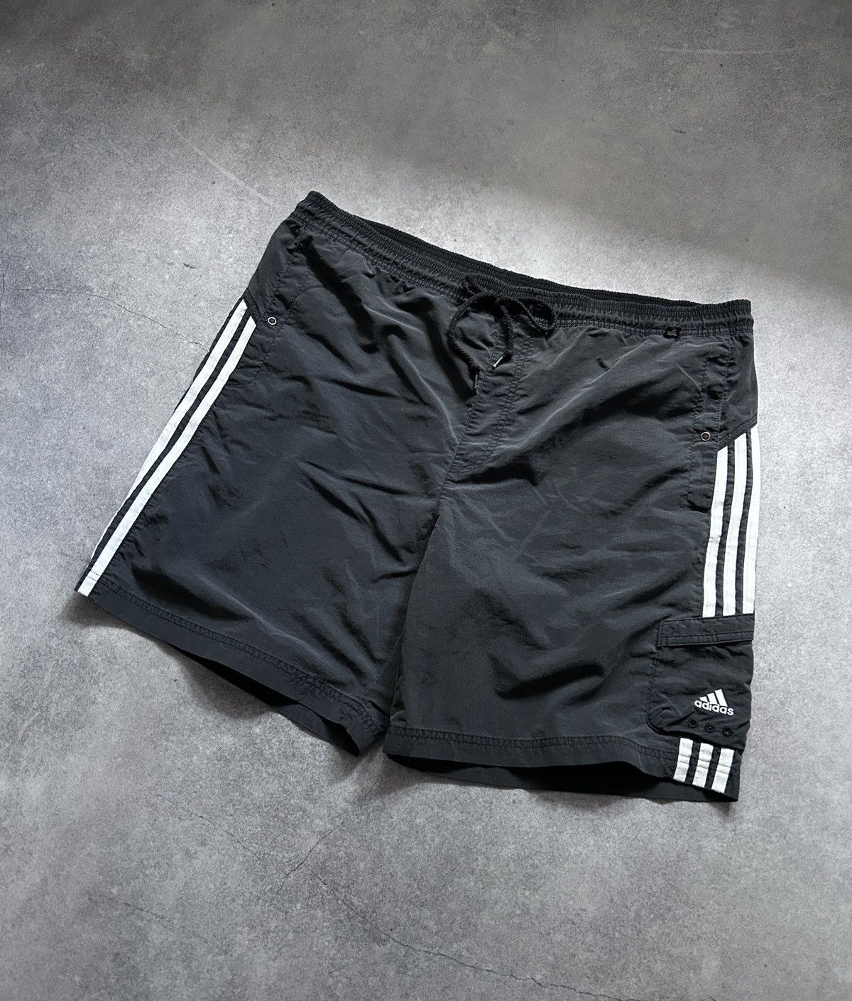 Adidas × Vintage Vintage Adidas Washed black nylons shorts mens Size US 34 / EU 50 - 1 Thumbnail
