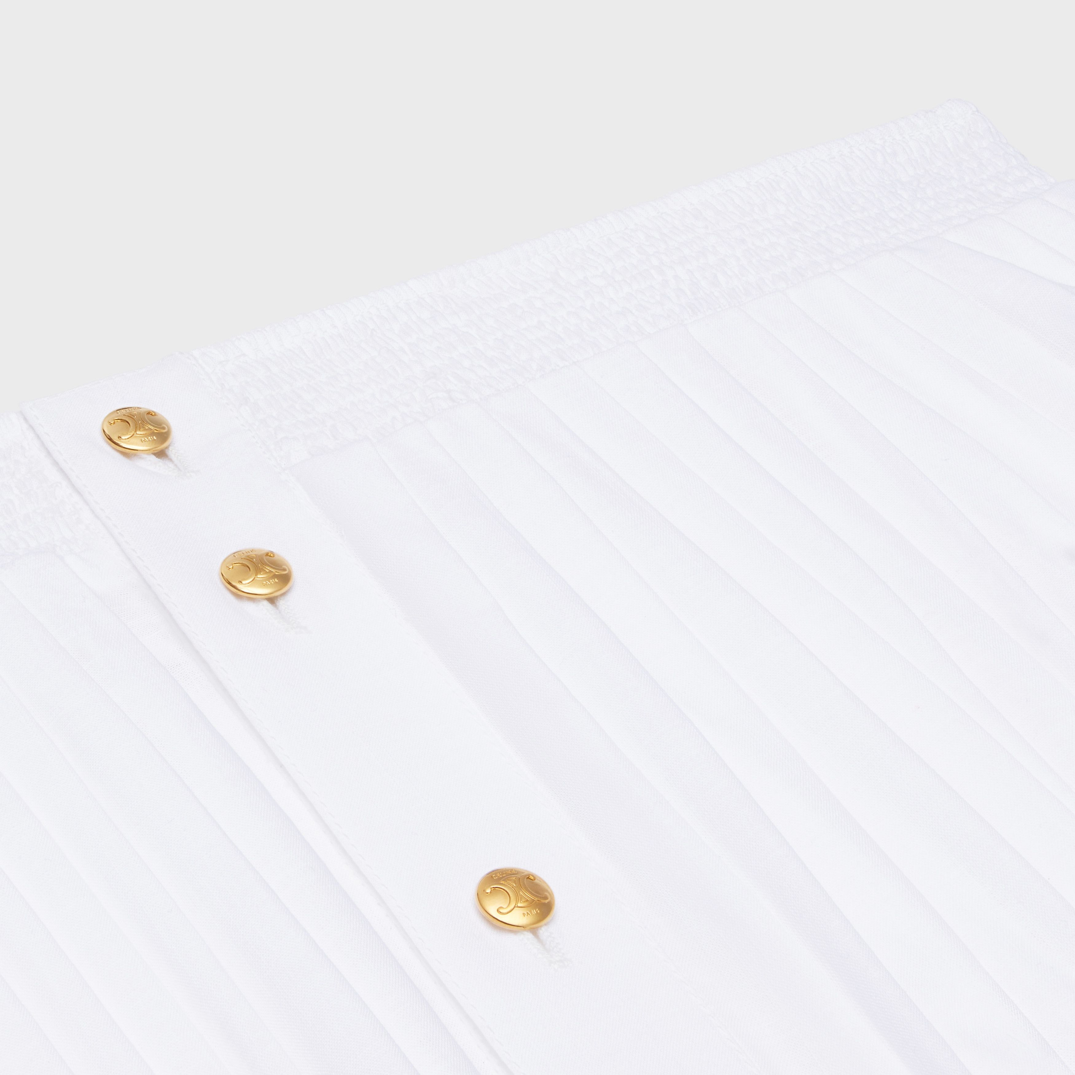 Celine o1w1db10824 Embroidered Smocked Skirt Cotton Batiste White Size 27" / US 4 / IT 40 - 3 Thumbnail