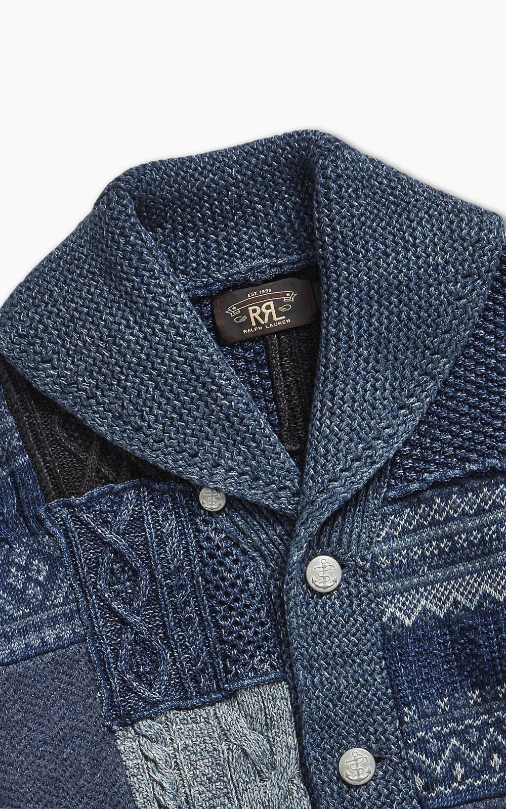 RRL Ralph Lauren RRL PATCHWORK SHAWL COLLAR CARDIGAN INDIGO BLUE Size US M / EU 48-50 / 2 - 8 Thumbnail