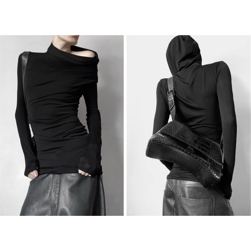 image of Alexander Wang x Avant Garde Stunning Asymmetric Top / Blouse With Hood in Black, Women's (Size Sma